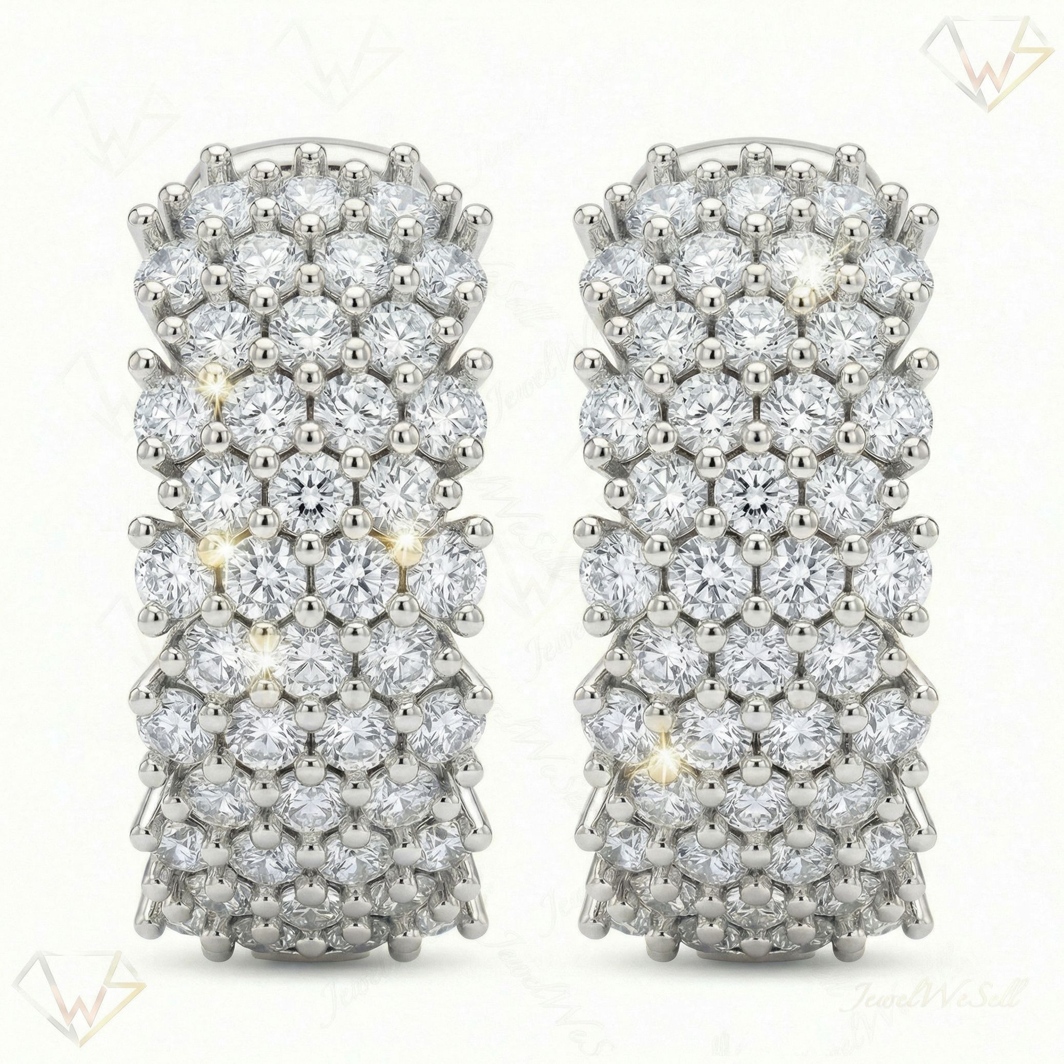 1.35 ct EF VS Lab Grown DIamond Huggies Earrings in 10k White Gold 301838