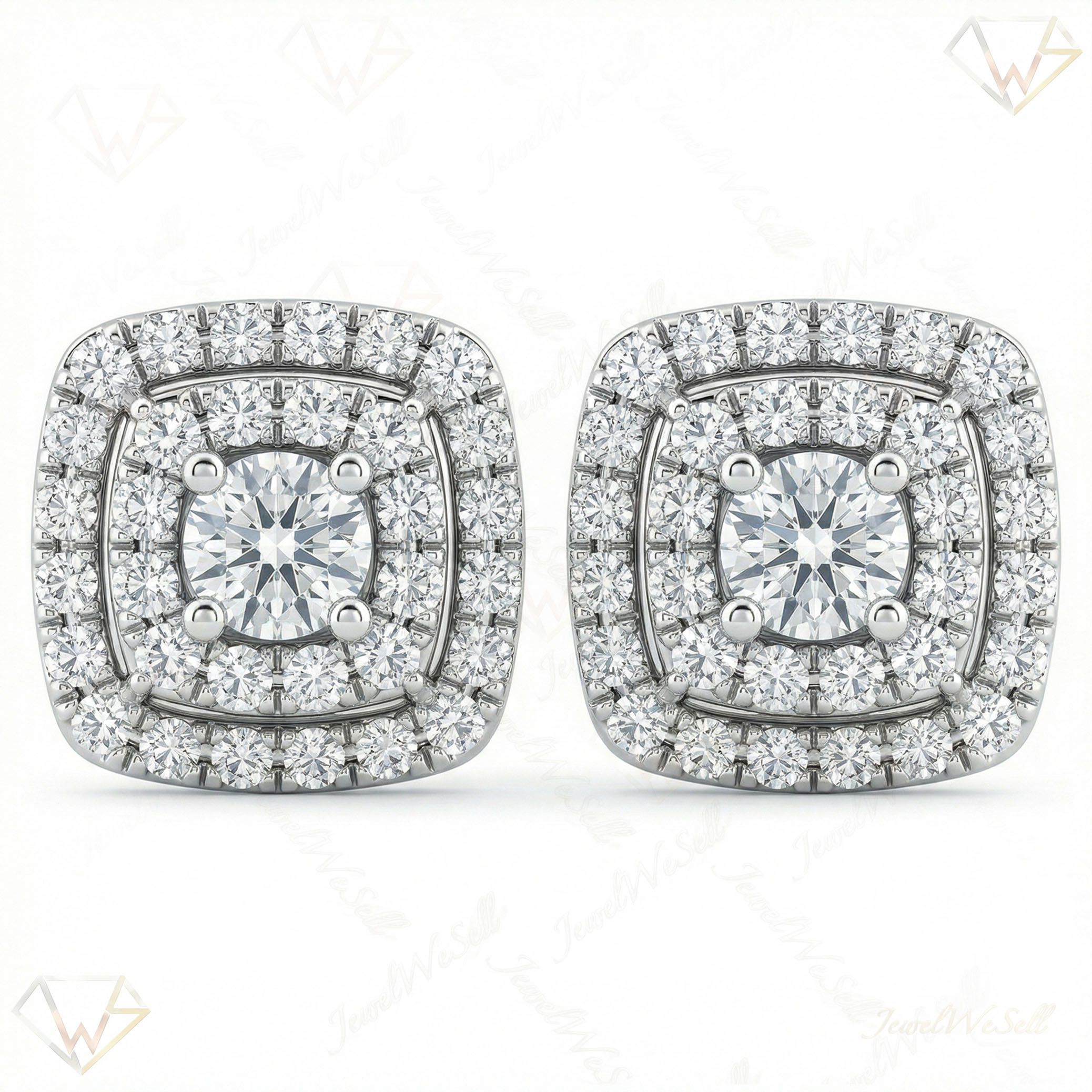0.40 ct EF VS Lab Grown DIamond Halo Earrings in 14k White Gold 301845
