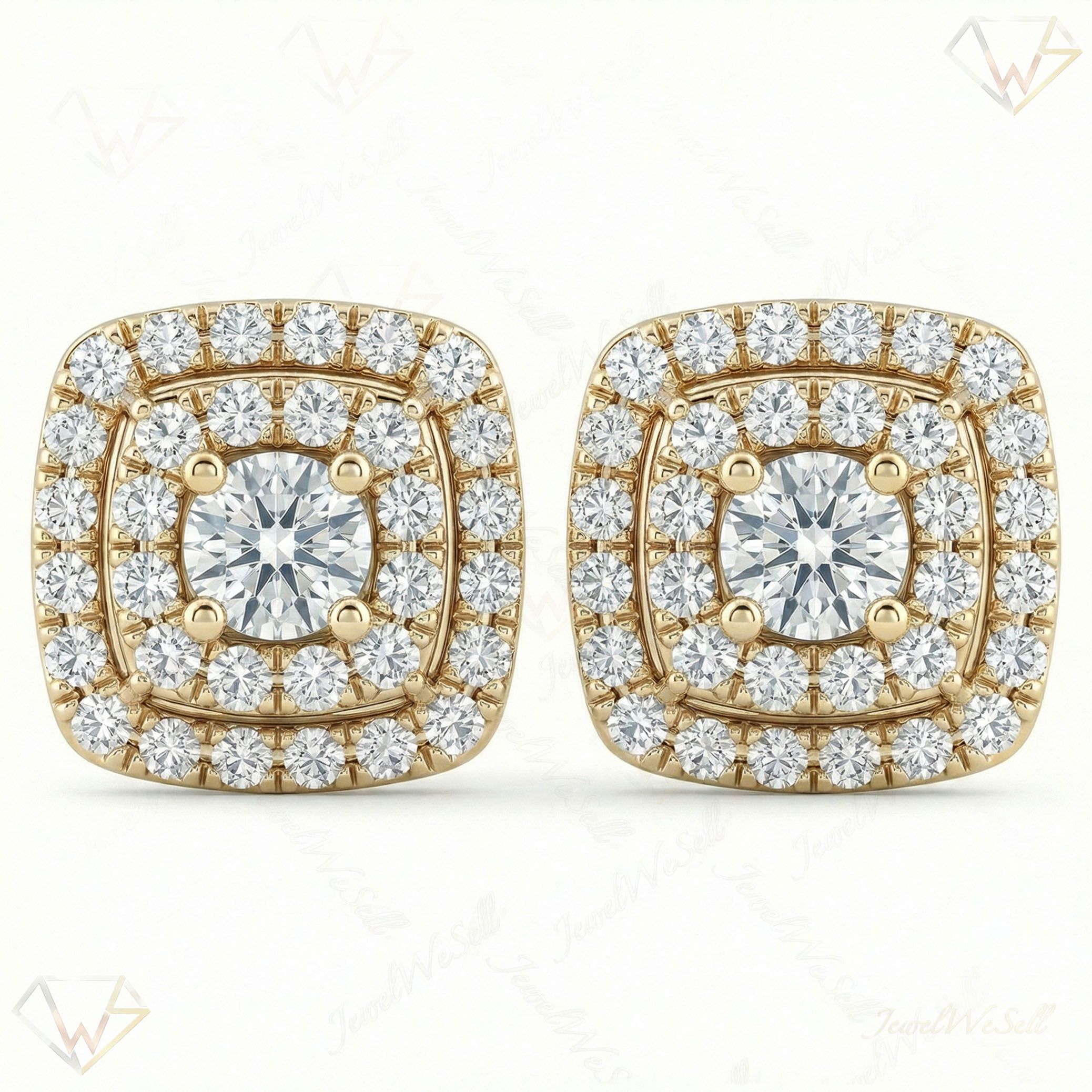 0.40 ct EF VS Lab Grown DIamond Halo Earrings in 14k Yellow Gold 301845