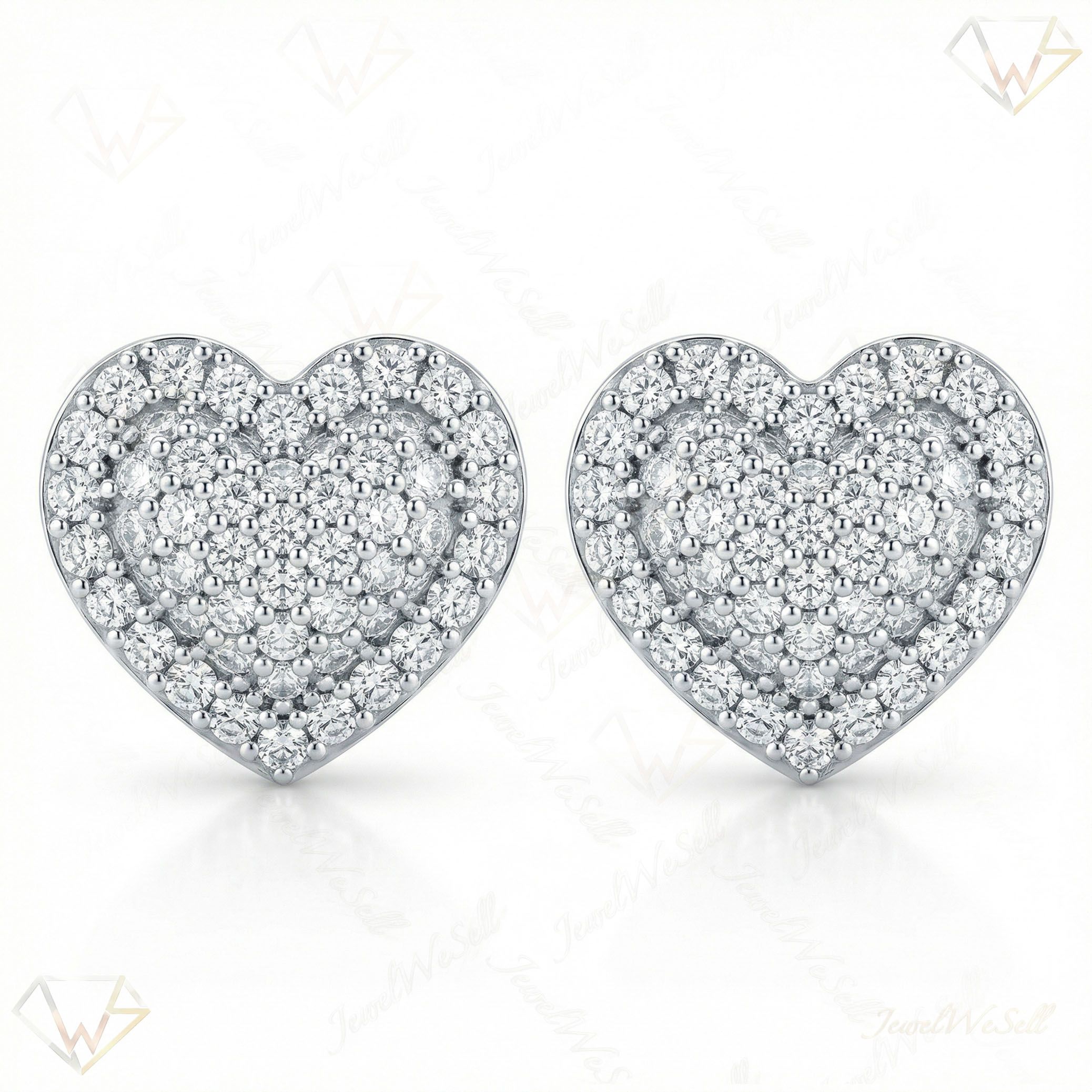 1.15 ct EF VS Lab Grown DIamond Micropave Earrings in 14k White Gold 301871