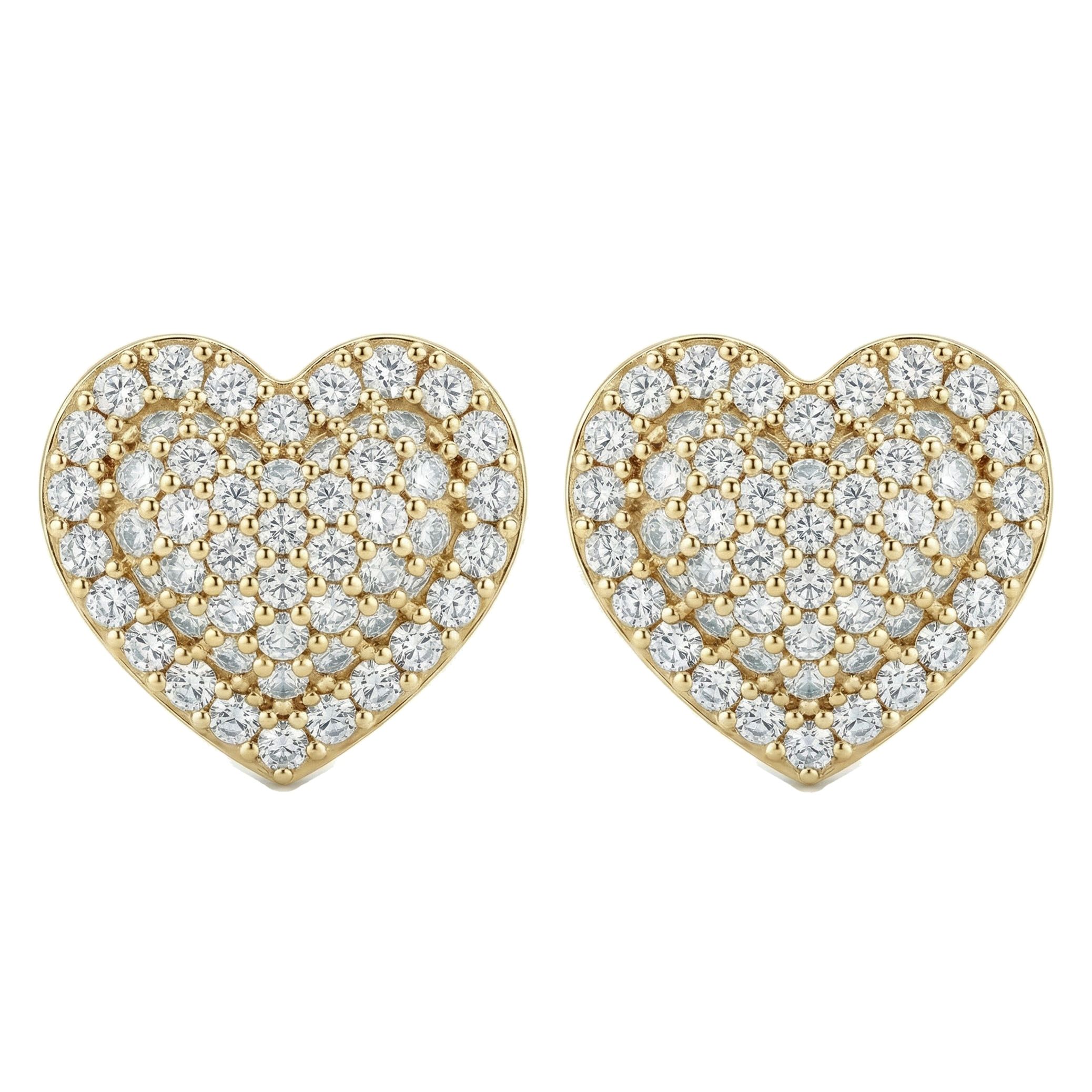 1.15 ct EF VS Lab Grown DIamond Micropave Earrings in 10k Yellow Gold 301871