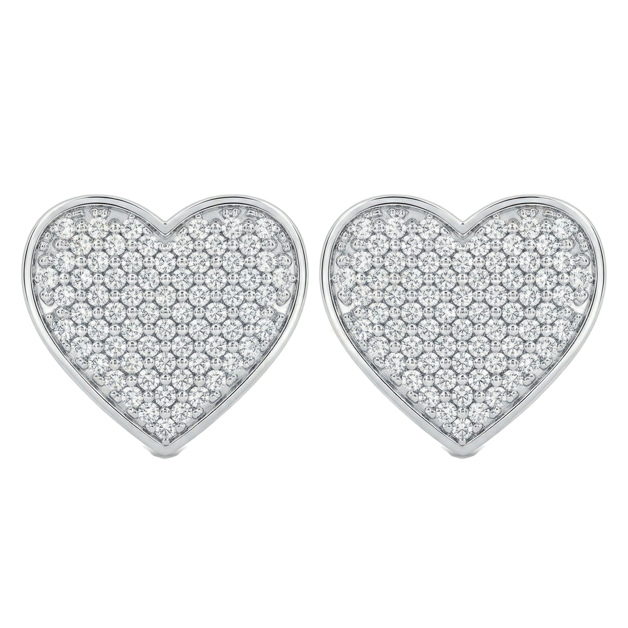 0.60 ct EF VS Lab Grown DIamond Micropave Earrings in 14k White Gold 301883