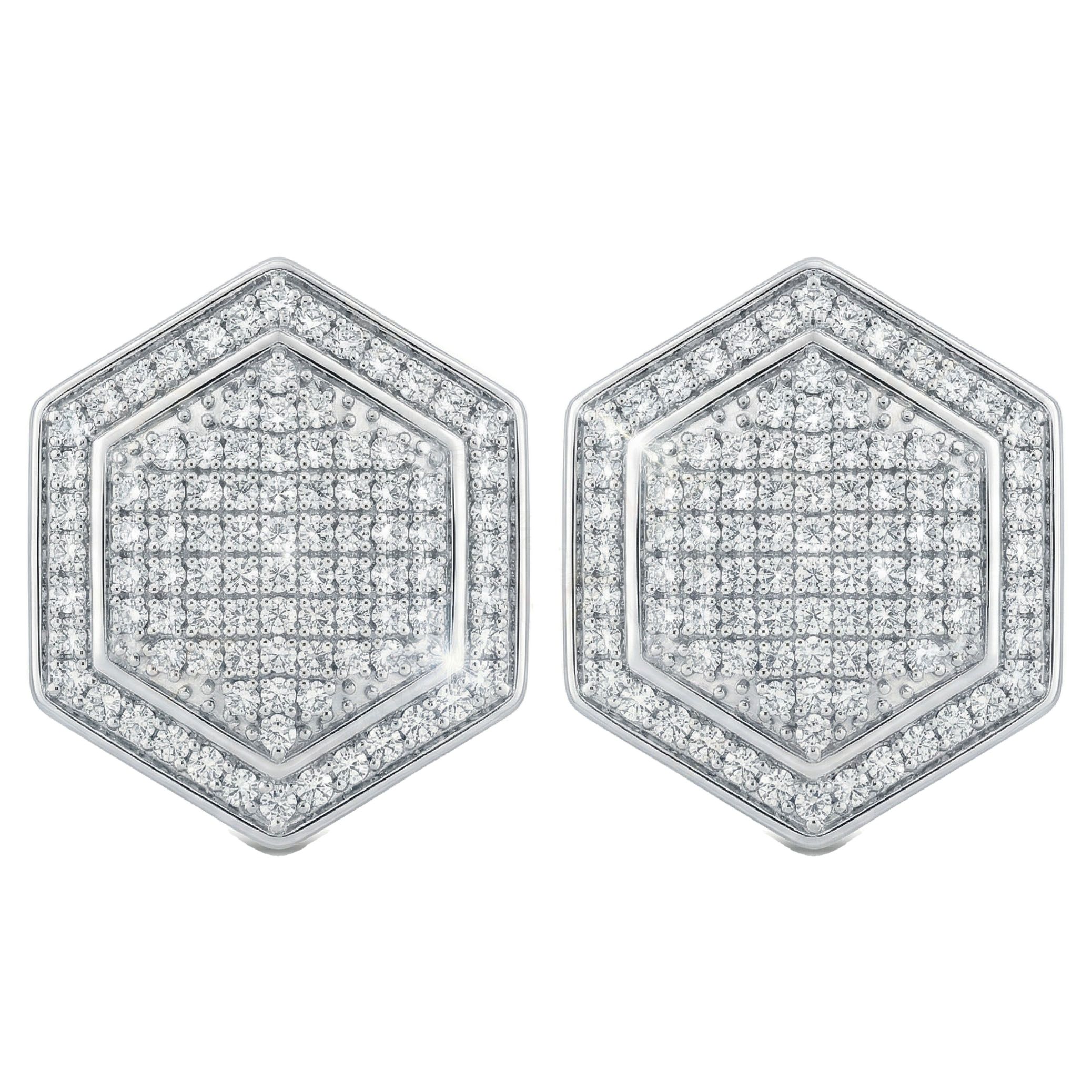 0.75 ct EF VS Moissanite Micropave Earrings in 925 Sterling Silver 301905