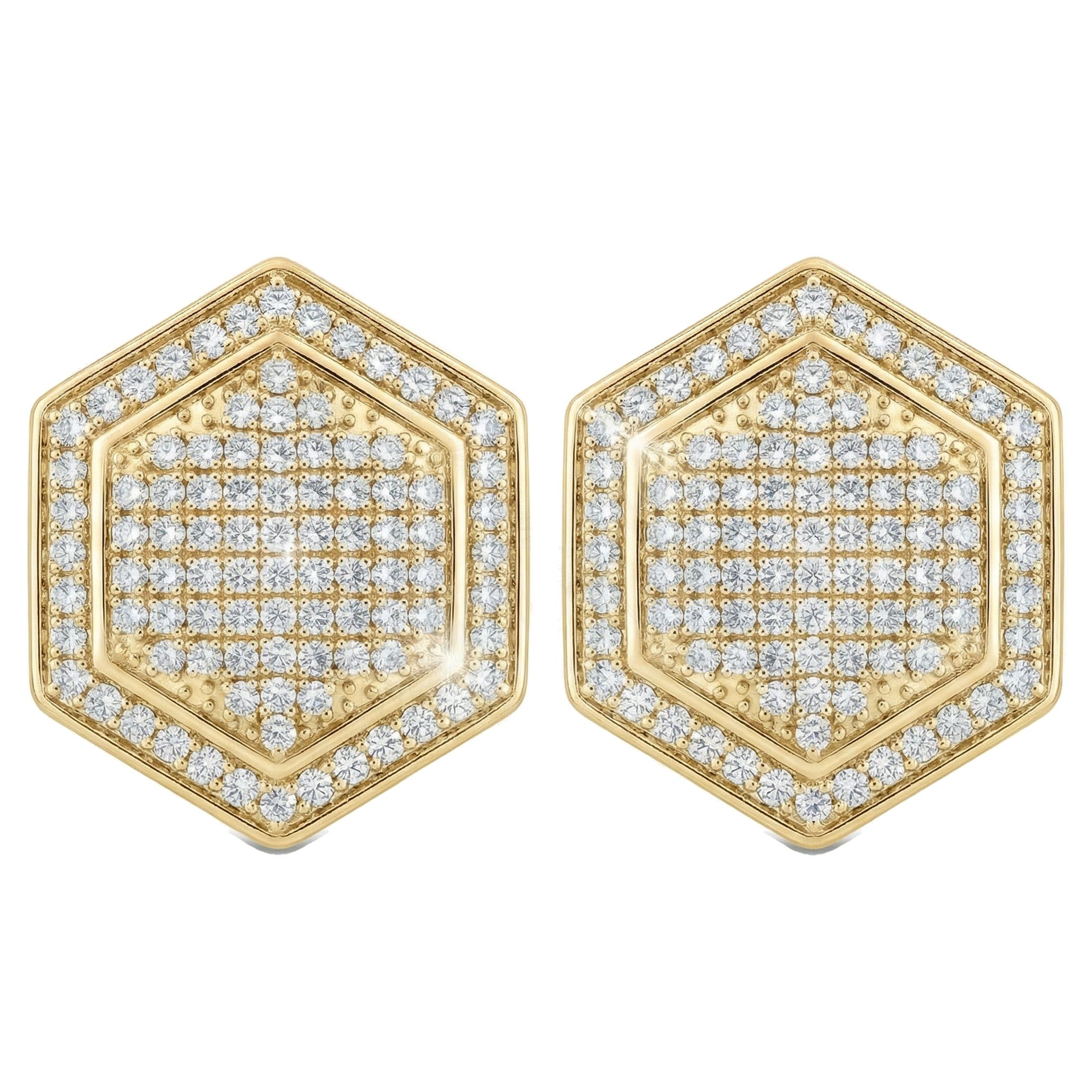 0.75 ct EF VS Lab Grown DIamond Micropave Earrings in 10k Yellow Gold 301905