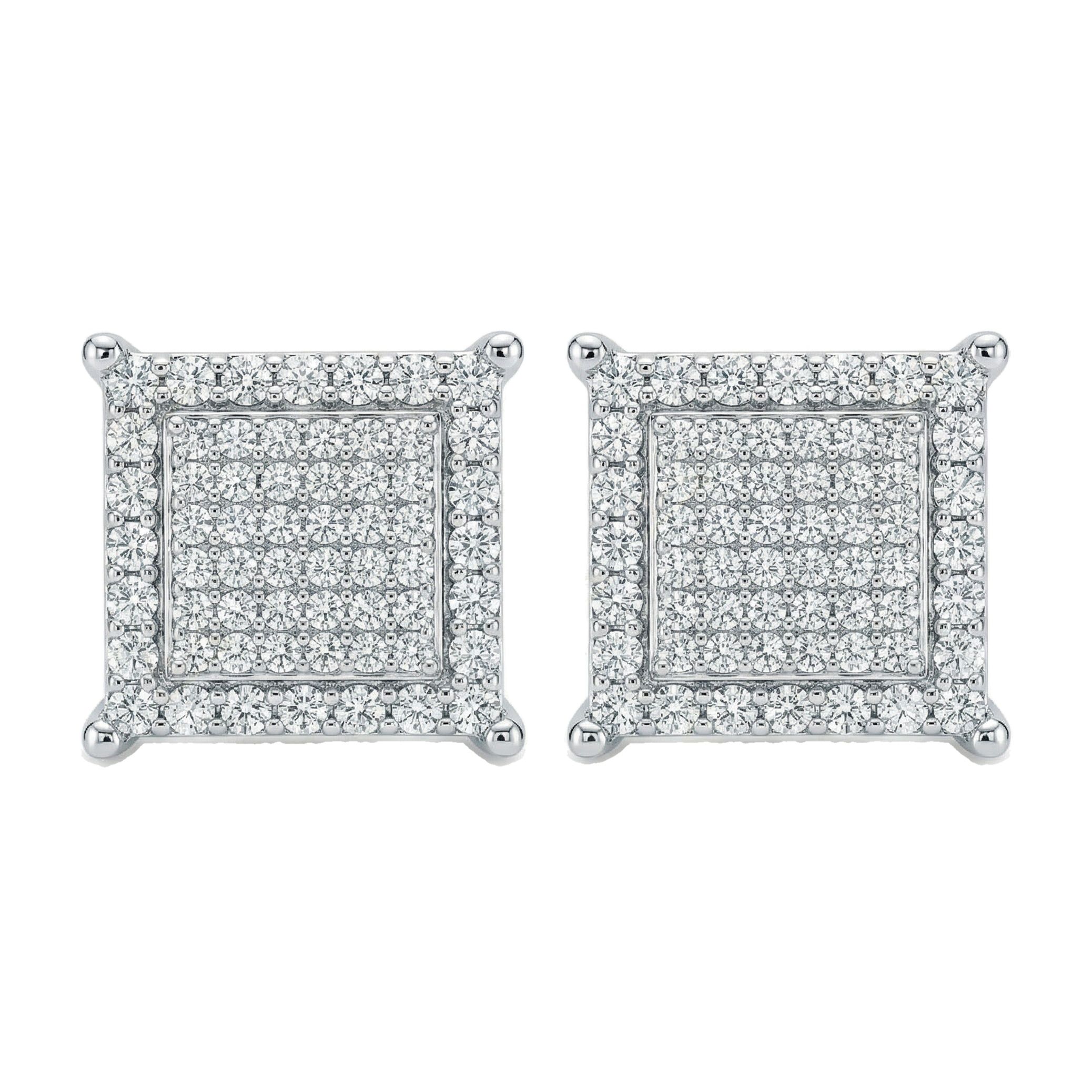1.05 ct EF VS Lab Grown DIamond Micropave Earrings in 14k White Gold 301914