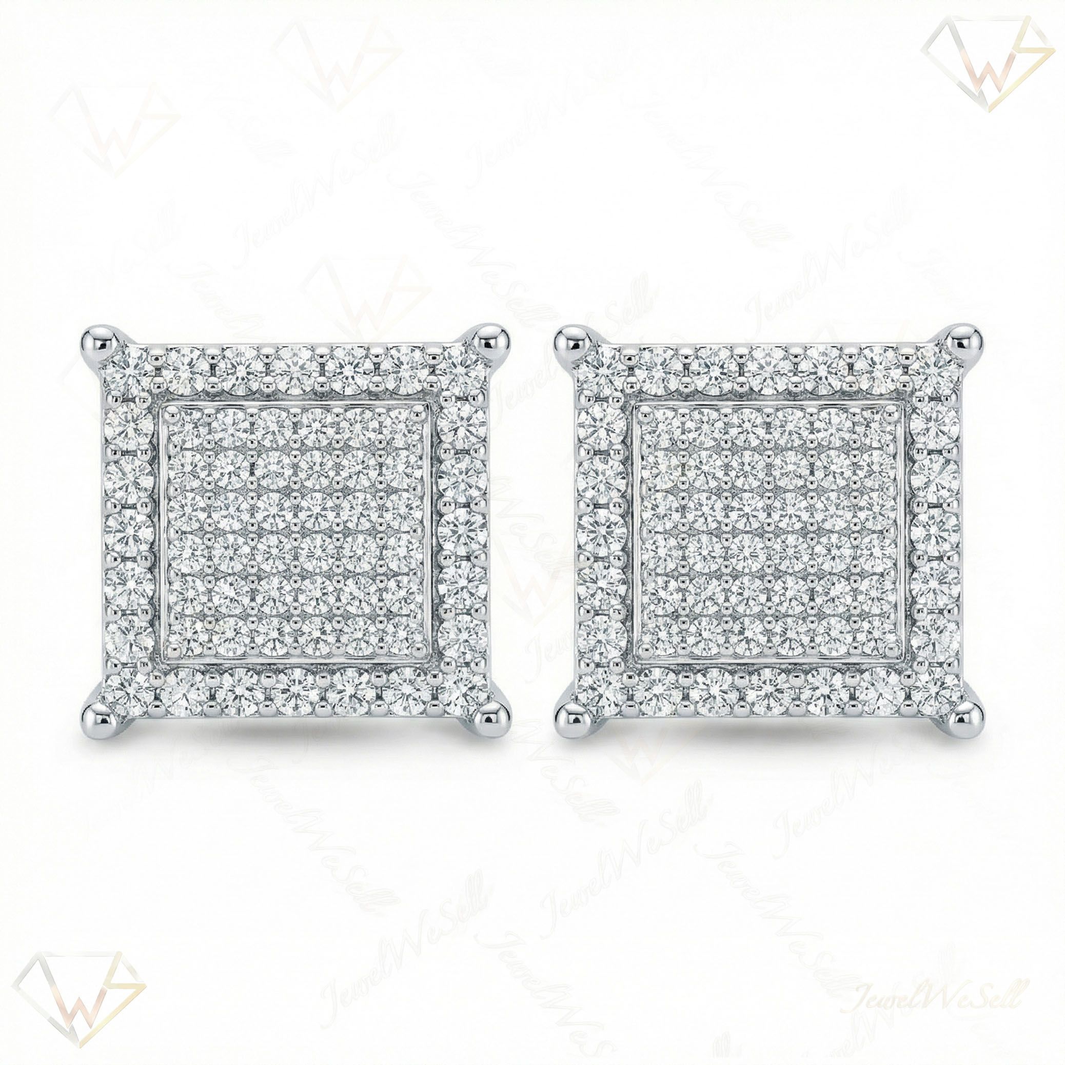 1.05 ct EF VS Lab Grown DIamond Micropave Earrings in 10k White Gold 301914