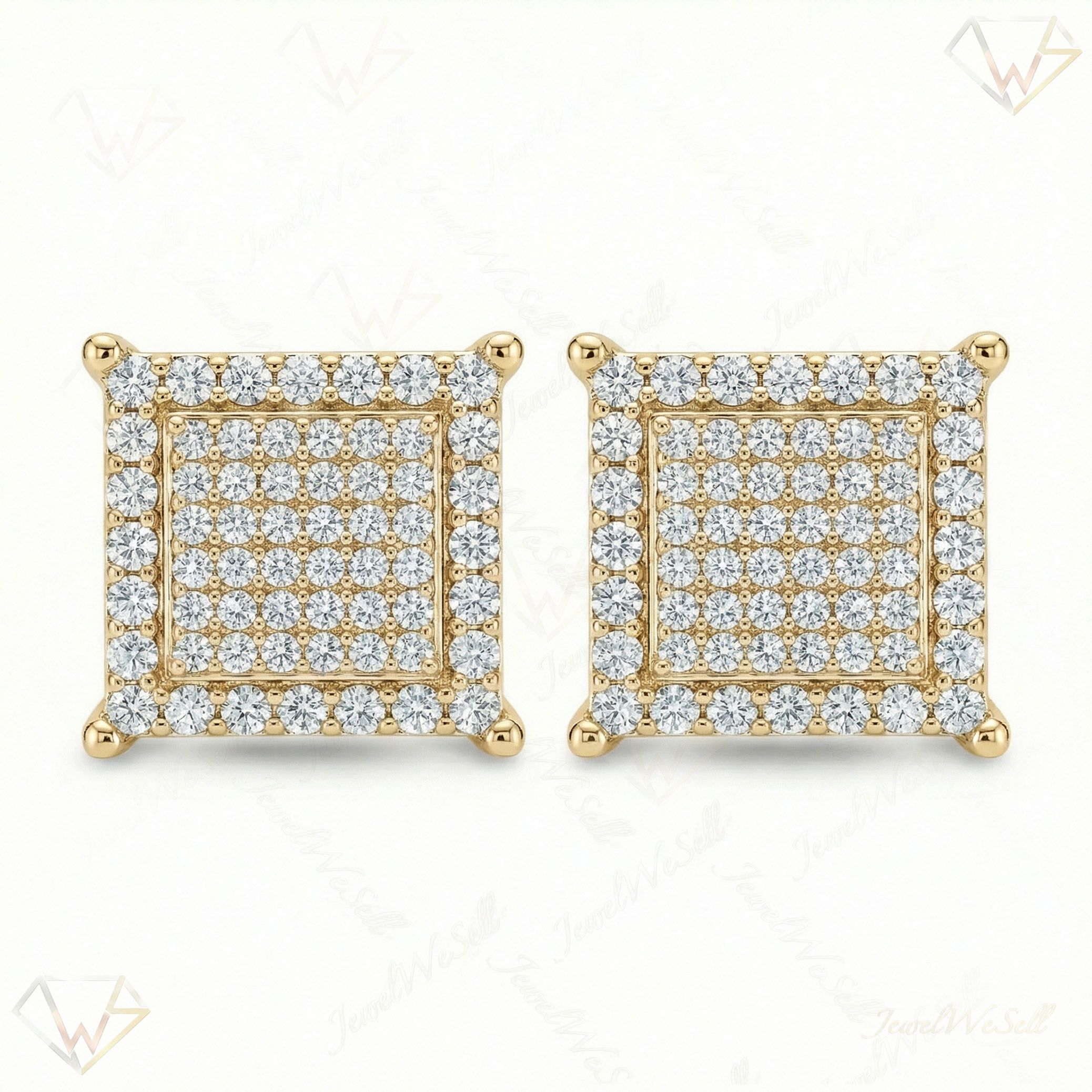 1.05 ct EF VS Lab Grown DIamond Micropave Earrings in 10k Yellow Gold 301914