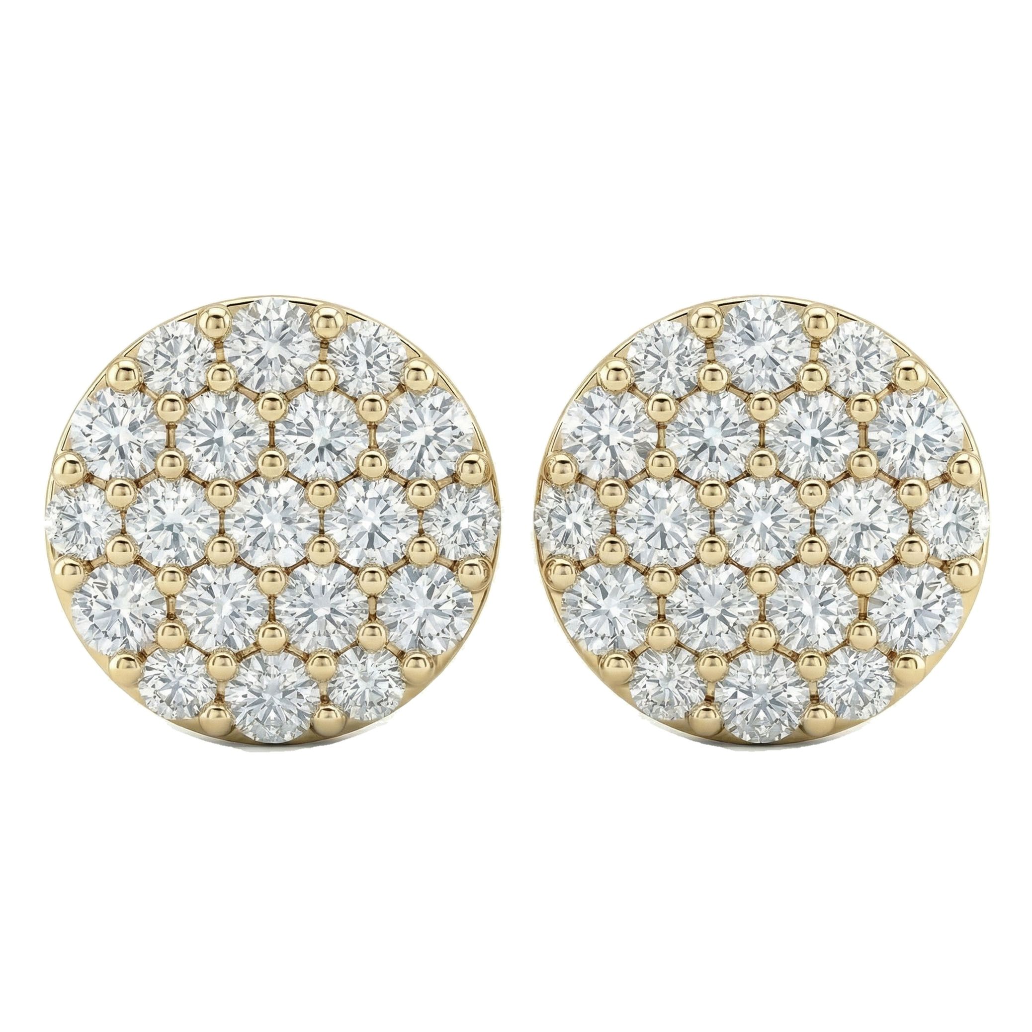 1.05 ct EF VS Lab Grown DIamond Micropave Earrings in 14k Yellow Gold 301946