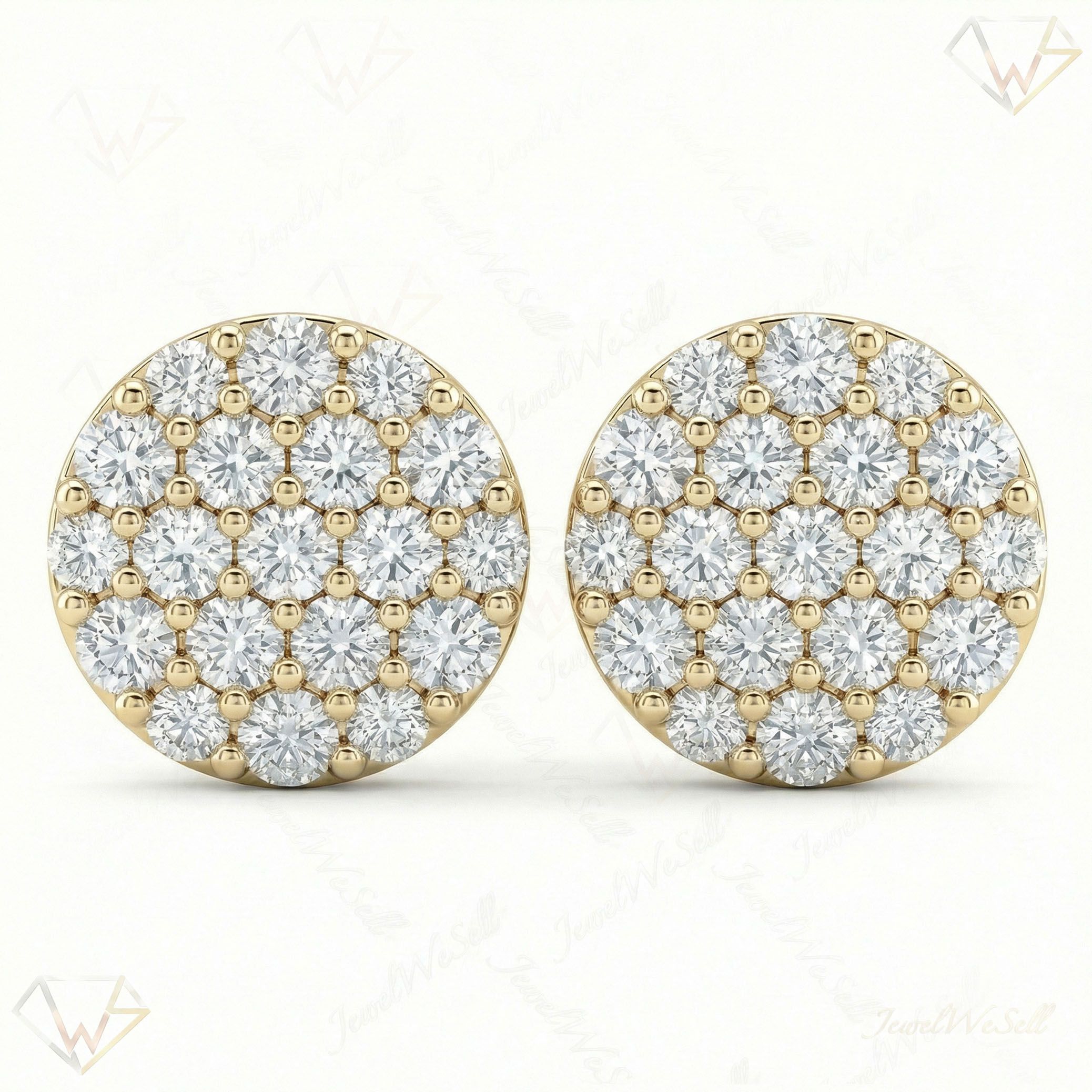 1.05 ct EF VS Lab Grown DIamond Micropave Earrings in 10k Yellow Gold 301946