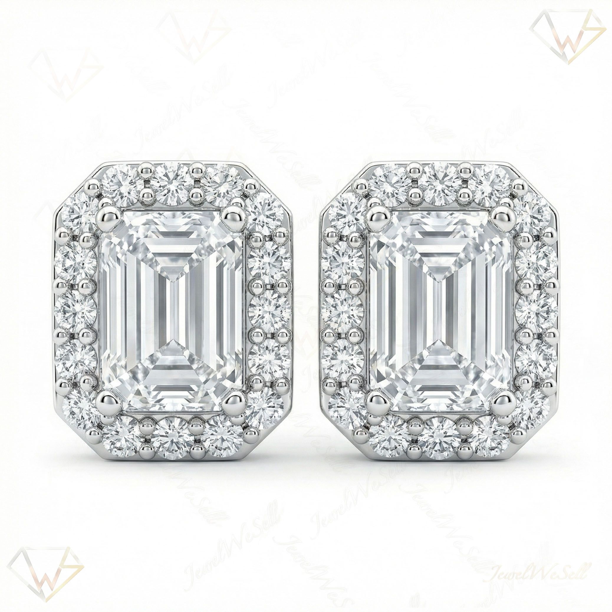 2.20 ct EF VS Lab Grown DIamond Halo Earrings in 10k White Gold 302657