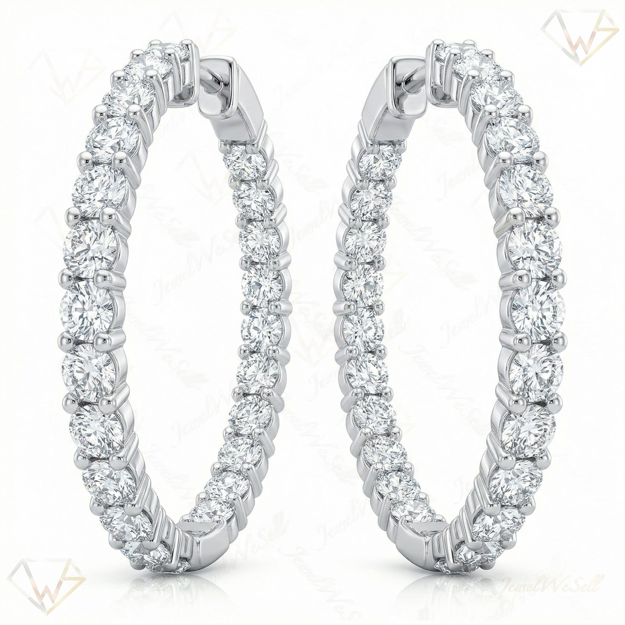1.85 ct EF VS Moissanite Hoops Earrings in 925 Sterling Silver 302759