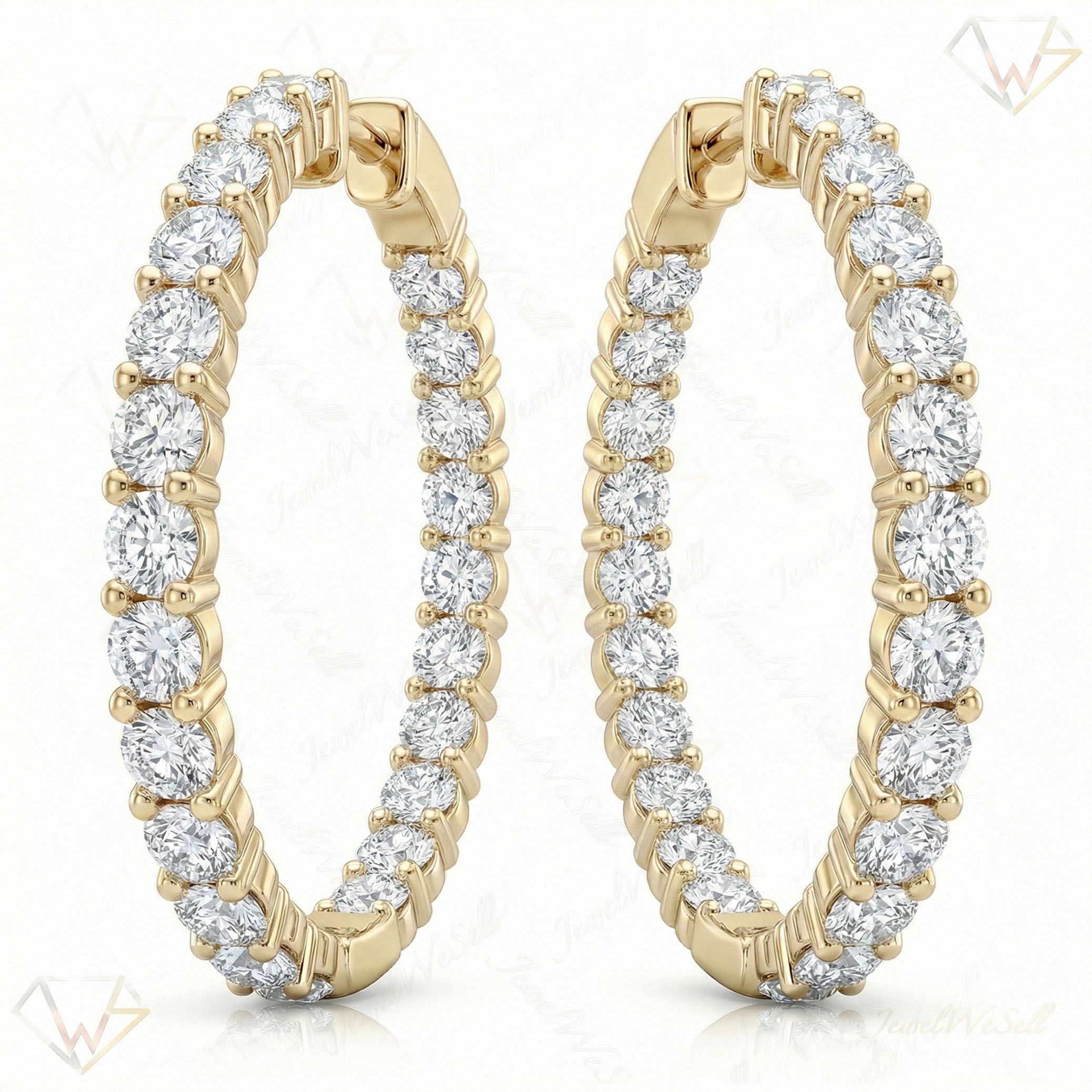 1.85 ct EF VS Lab Grown DIamond Hoops Earrings in 10k Yellow Gold 302759