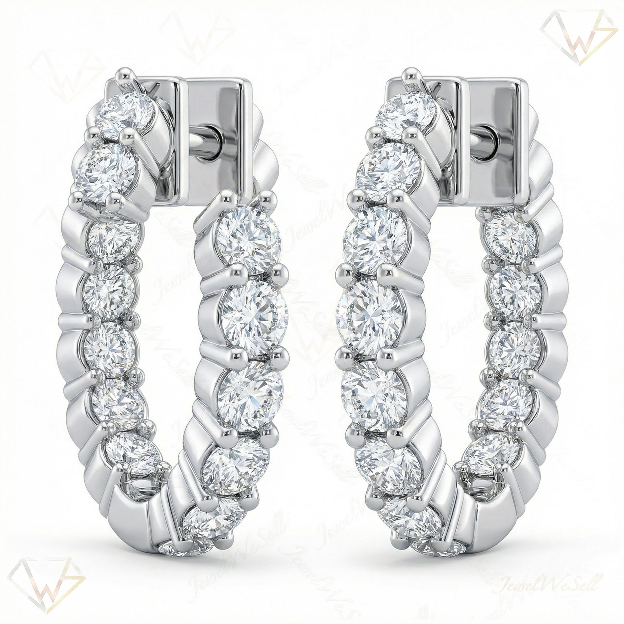 0.50 ct EF VS Lab Grown DIamond Hoops Earrings in 14k White Gold 302761