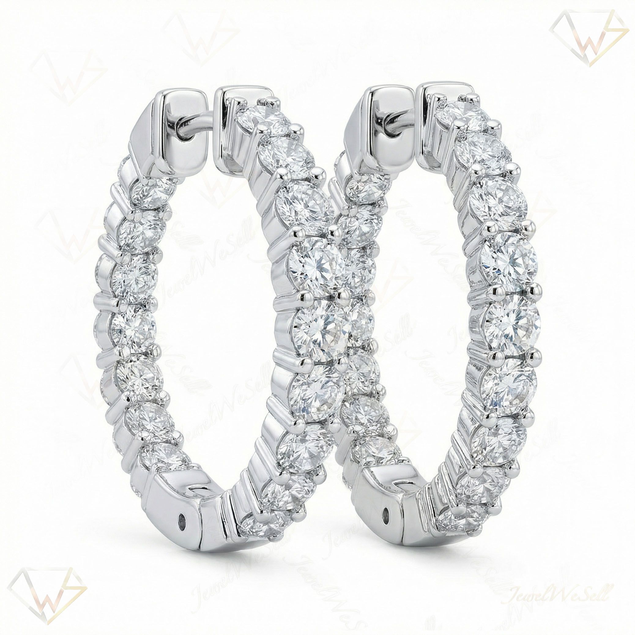 1.10 ct EF VS Lab Grown DIamond Hoops Earrings in 14k White Gold 302765