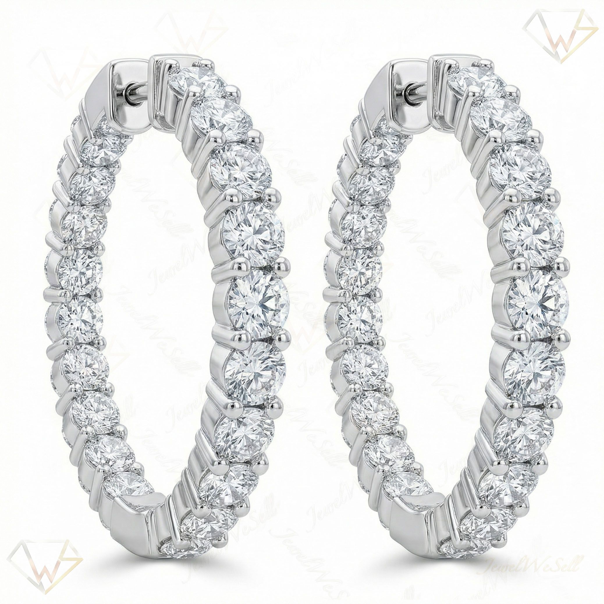 2.25 ct EF VS Moissanite Hoops Earrings in 925 Sterling Silver 302767