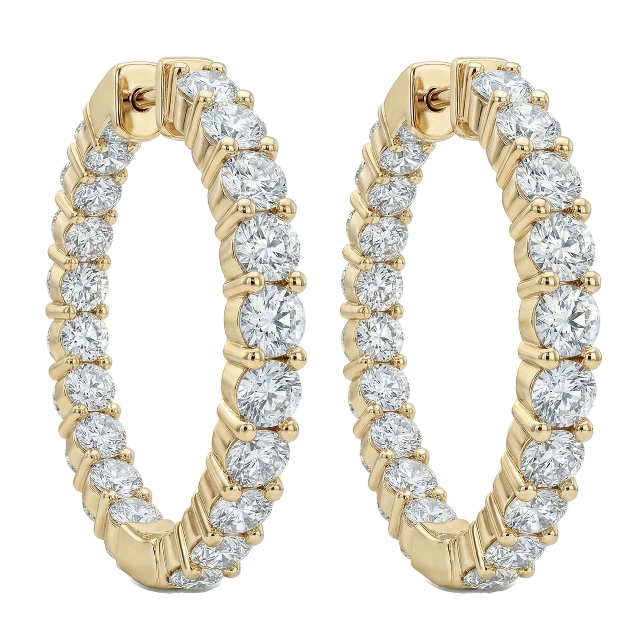 2.25 ct EF VS Lab Grown DIamond Hoops Earrings in 14k Yellow Gold 302767