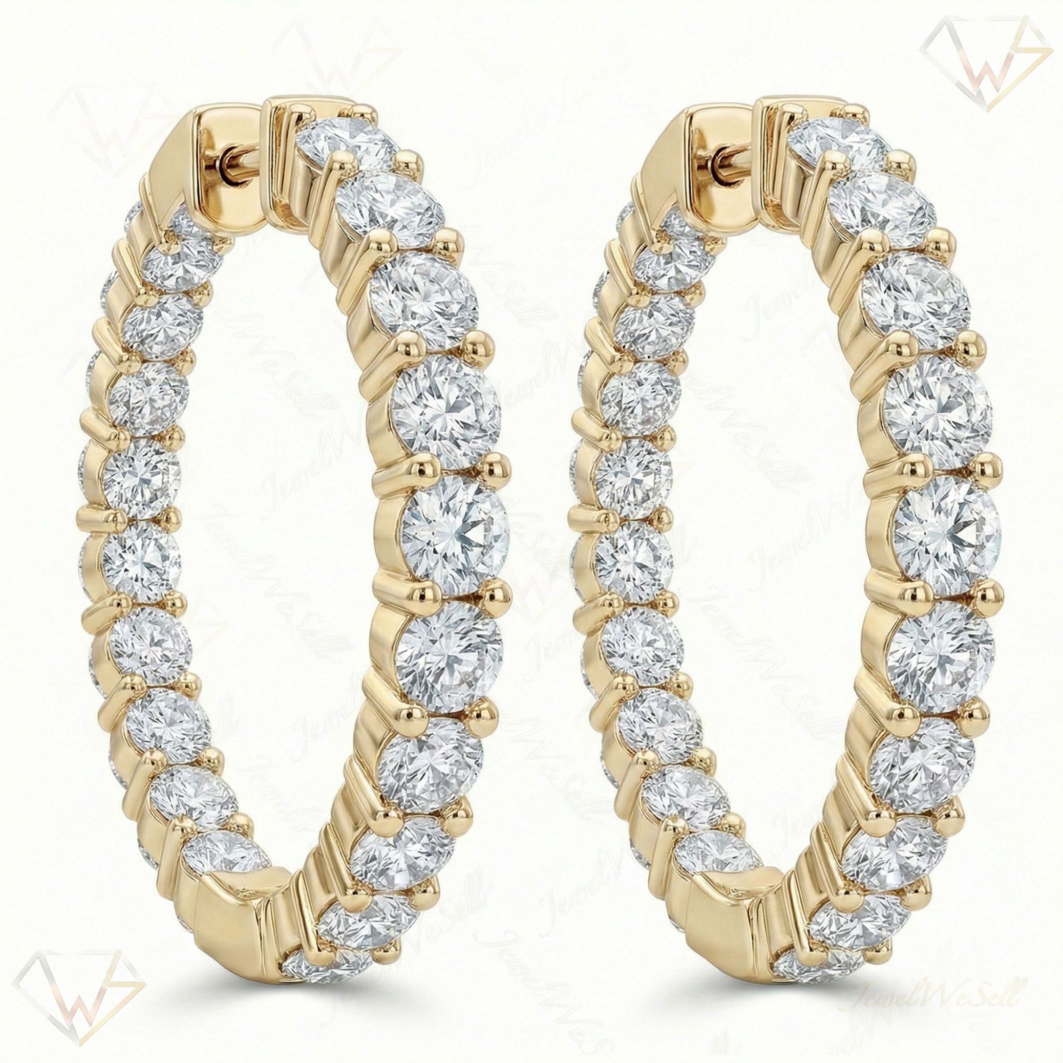 2.25 ct EF VS Lab Grown DIamond Hoops Earrings in 10k Yellow Gold 302767