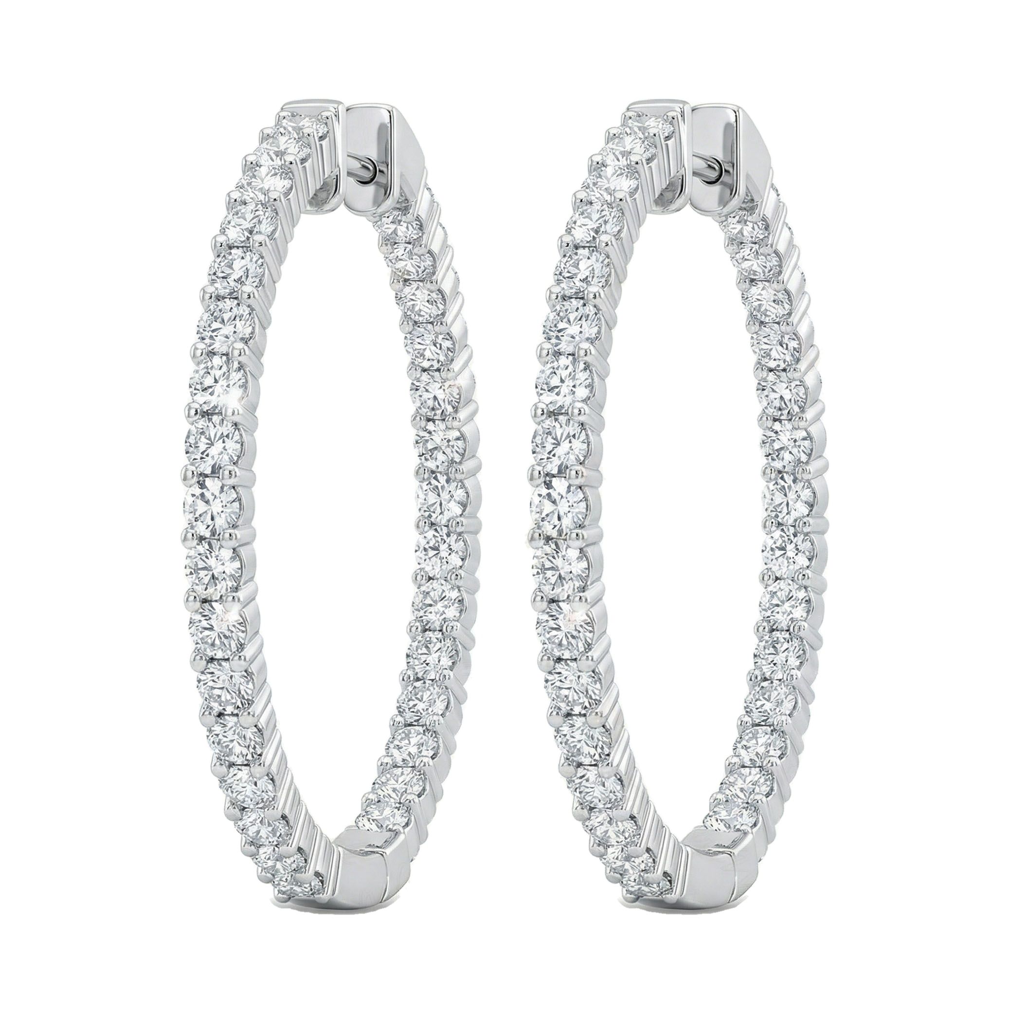2.80 ct EF VS Lab Grown DIamond Hoops Earrings in 14k White Gold 302768