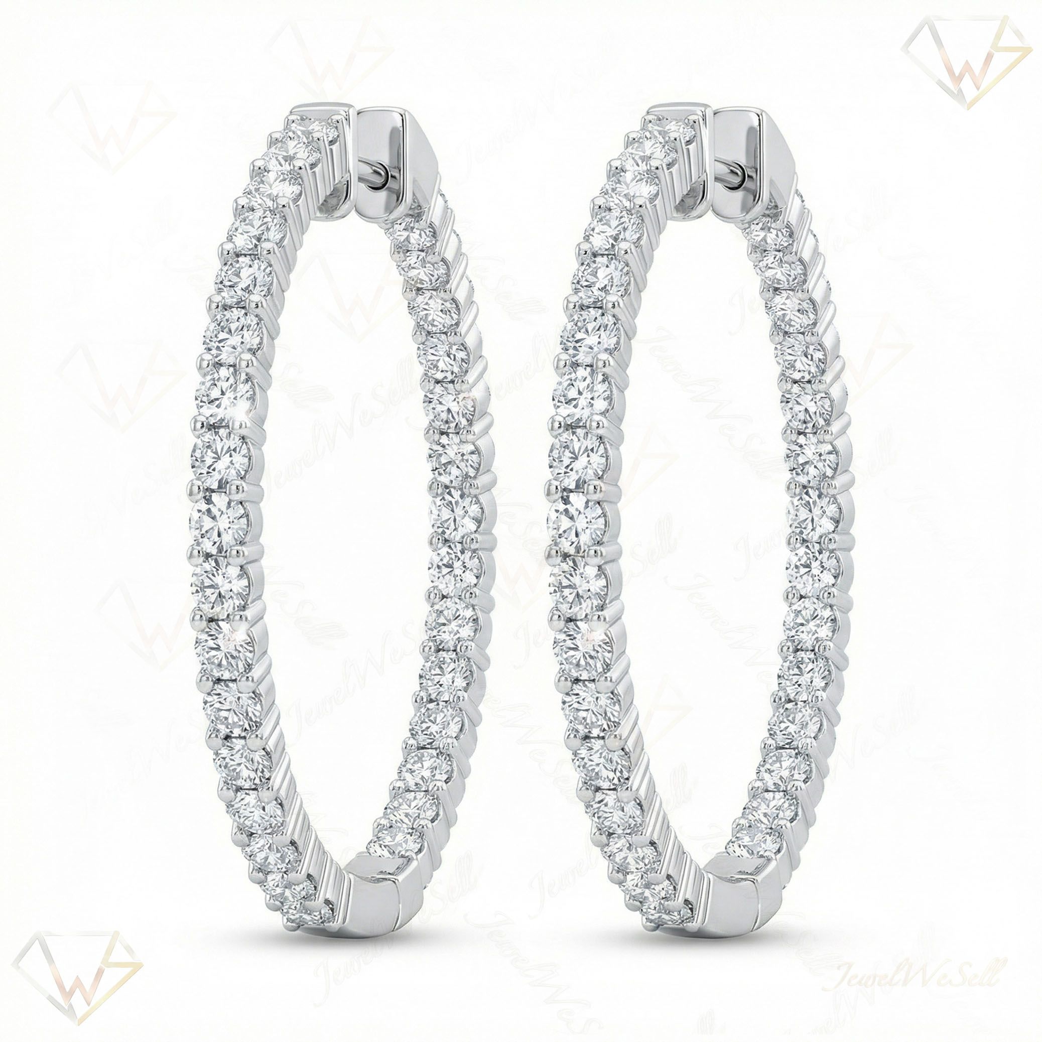 2.80 ct EF VS Lab Grown DIamond Hoops Earrings in 10k White Gold 302768