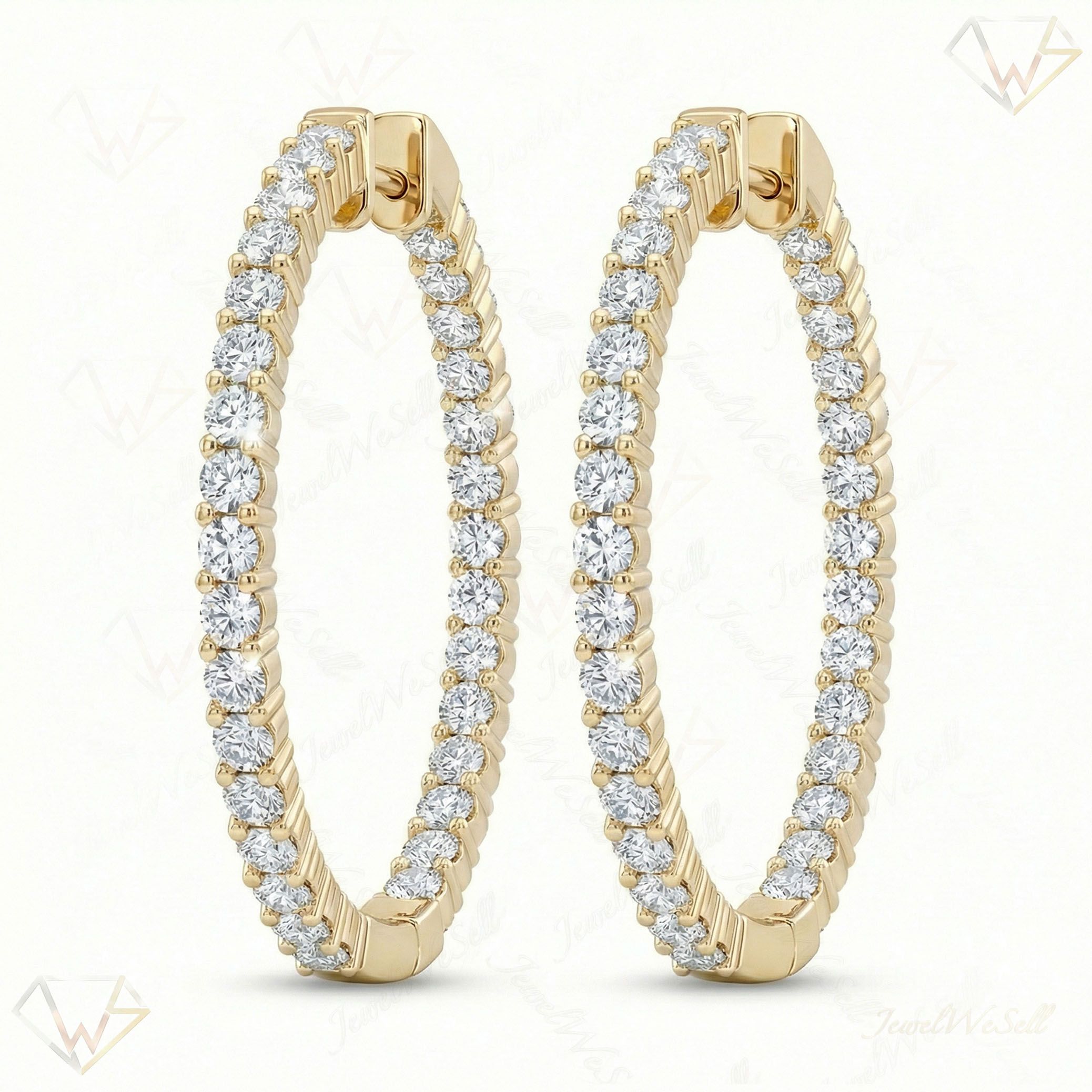 2.80 ct EF VS Lab Grown DIamond Hoops Earrings in 14k Yellow Gold 302768