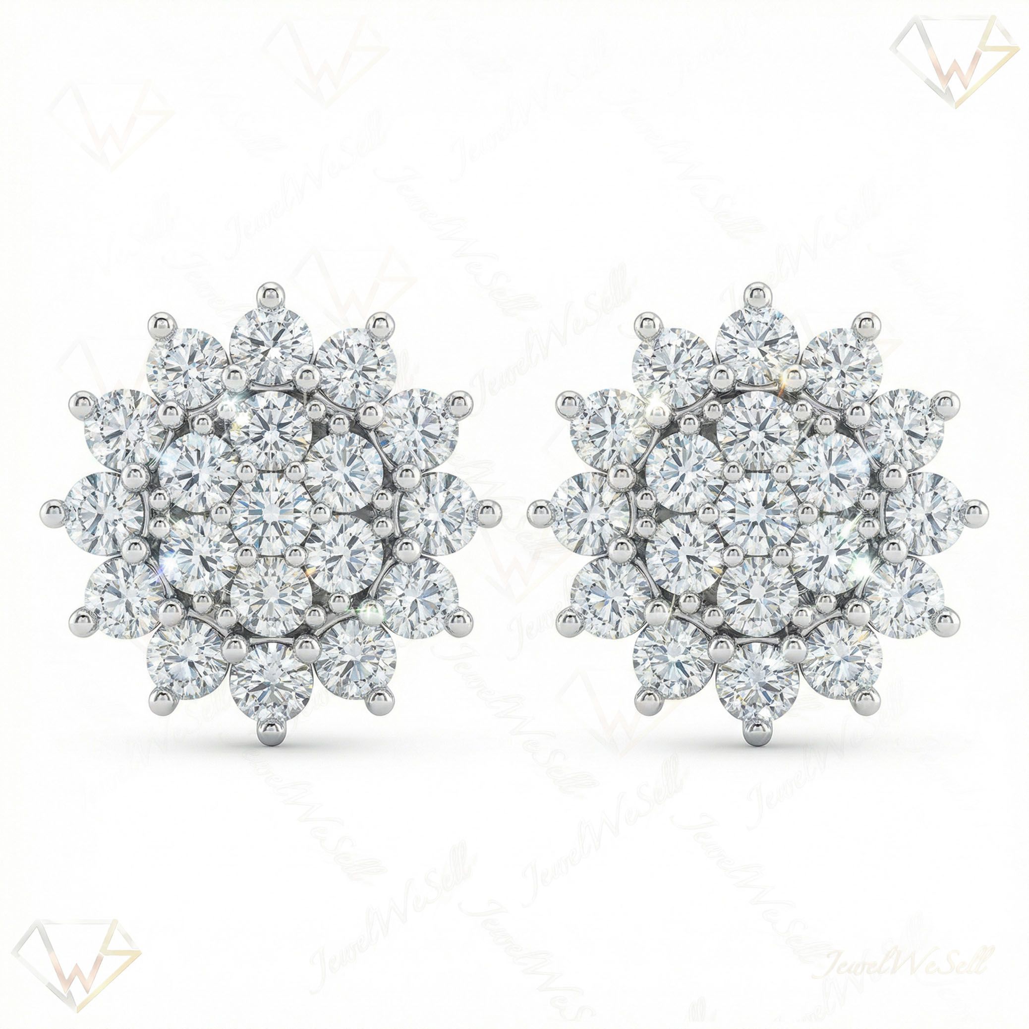 1.30 ct EF VS Moissanite Cluster Earrings in 925 Sterling Silver 302769