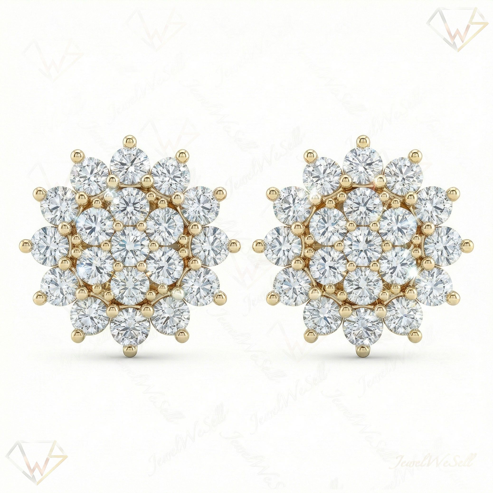 1.30 ct EF VS Lab Grown DIamond Cluster Earrings in 10k Yellow Gold 302769