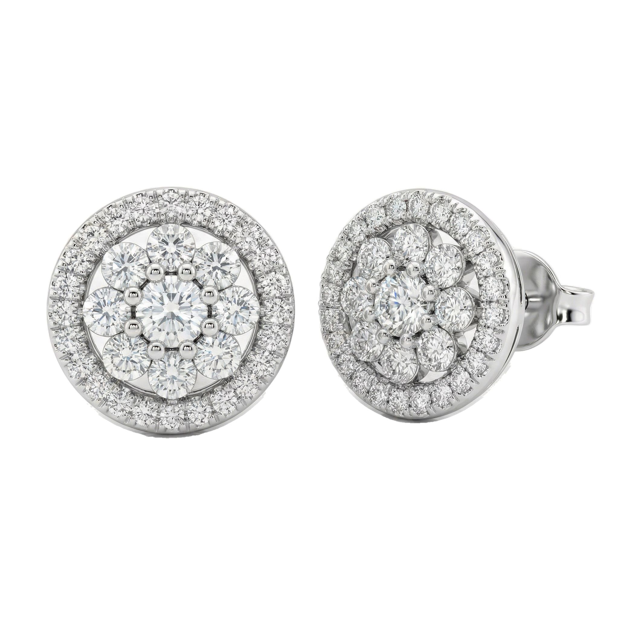 0.65 ct EF VS Lab Grown DIamond Halo Earrings in 14k White Gold 302771