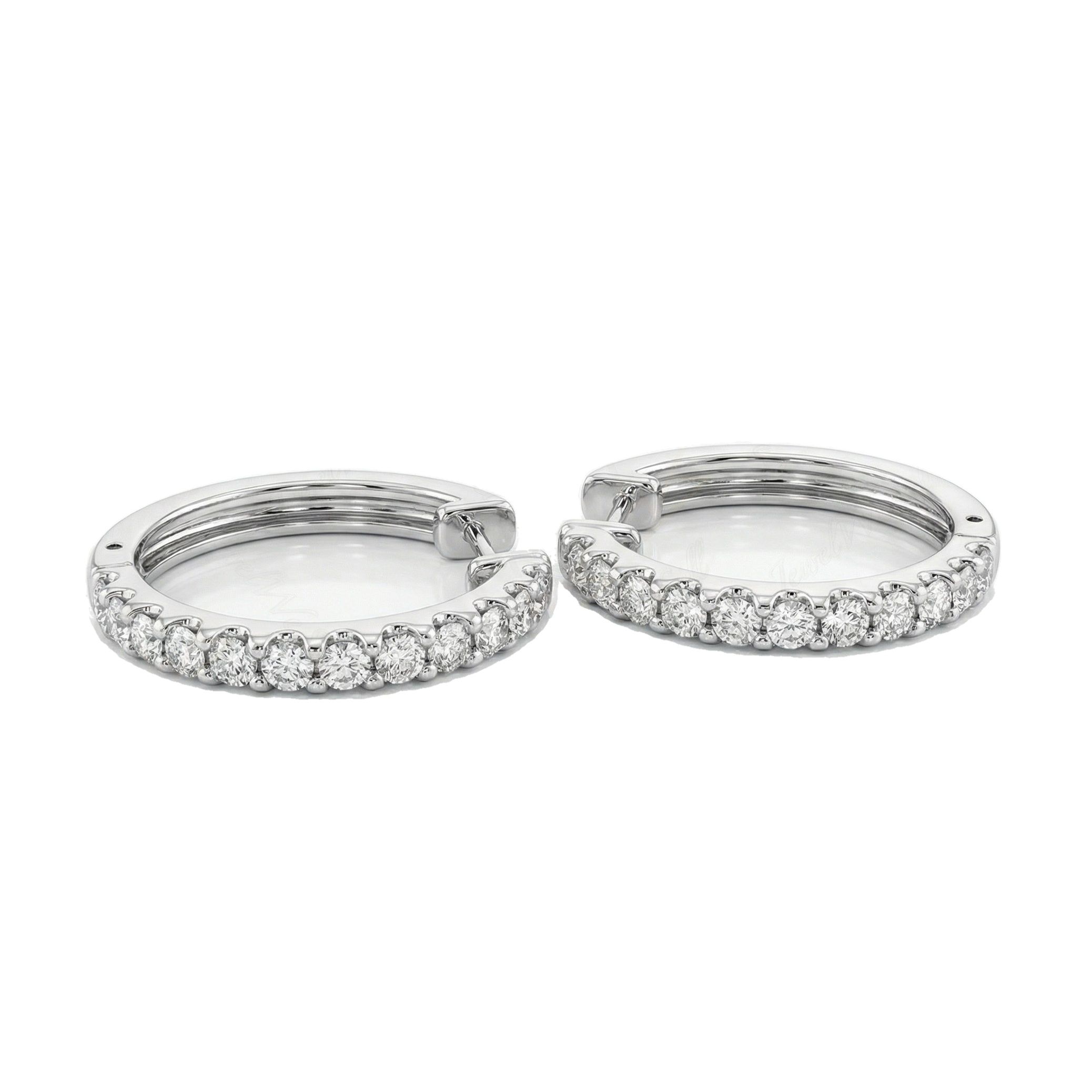 0.90 ct EF VS Lab Grown DIamond Hoops Earrings in 10k White Gold 302772