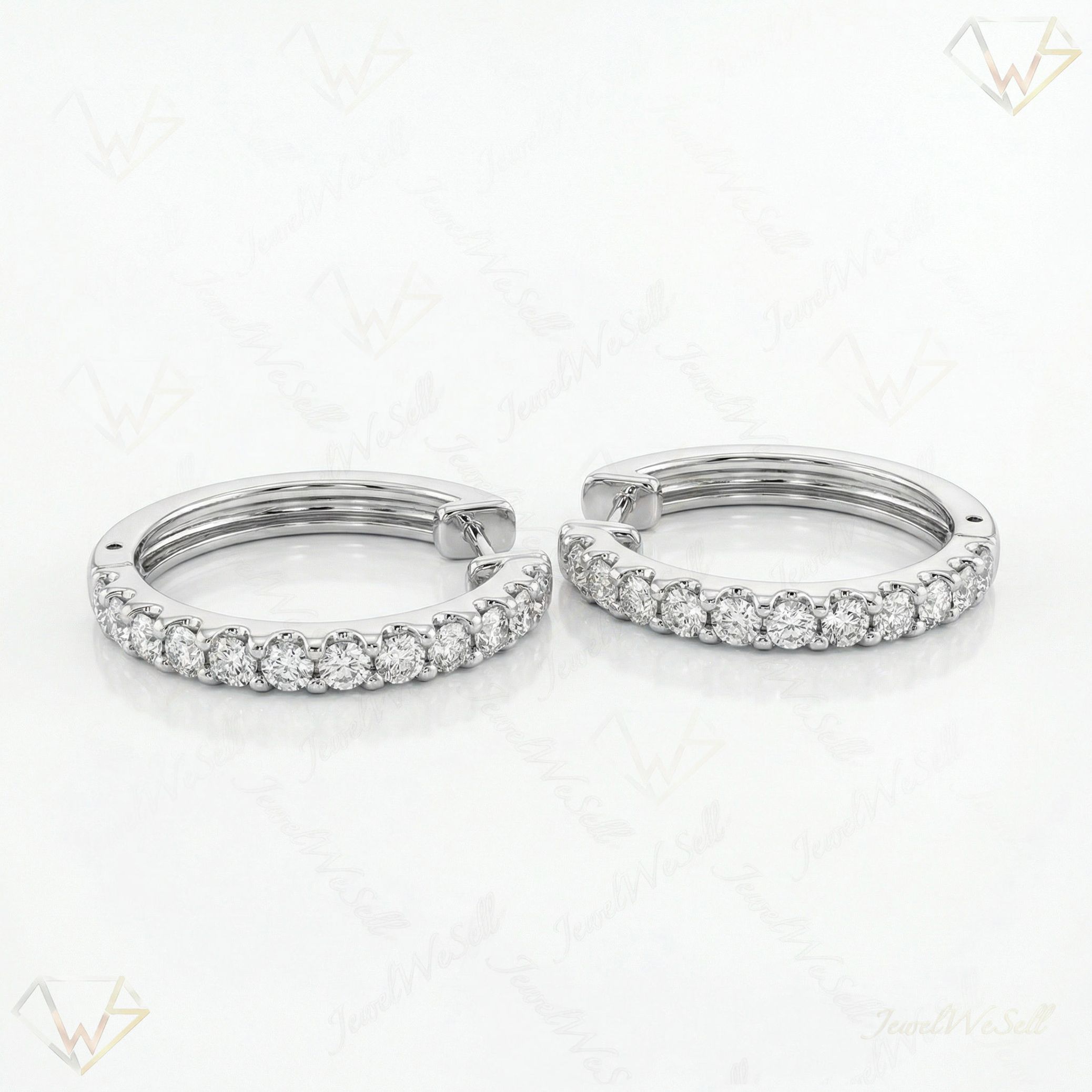 0.90 ct EF VS Lab Grown DIamond Hoops Earrings in 14k White Gold 302772