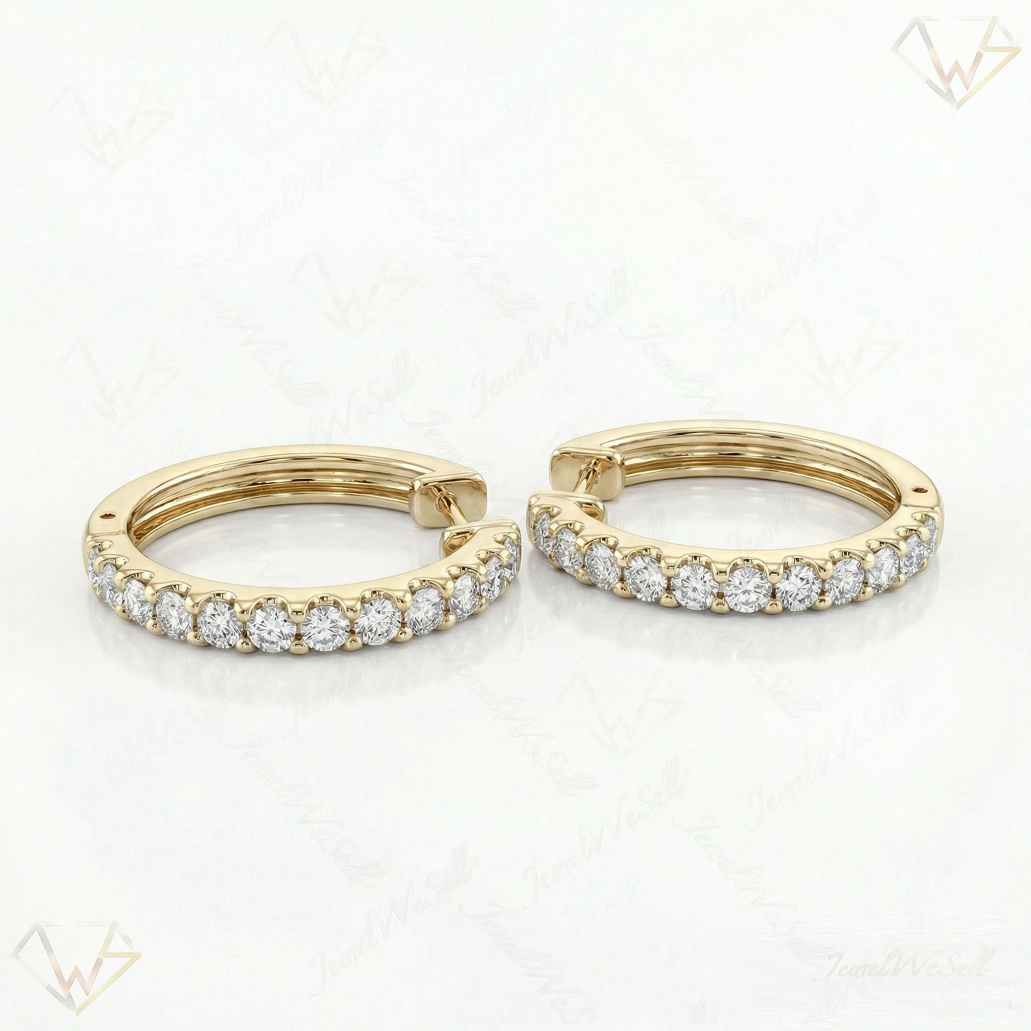 0.90 ct EF VS Lab Grown DIamond Hoops Earrings in 14k Yellow Gold 302772