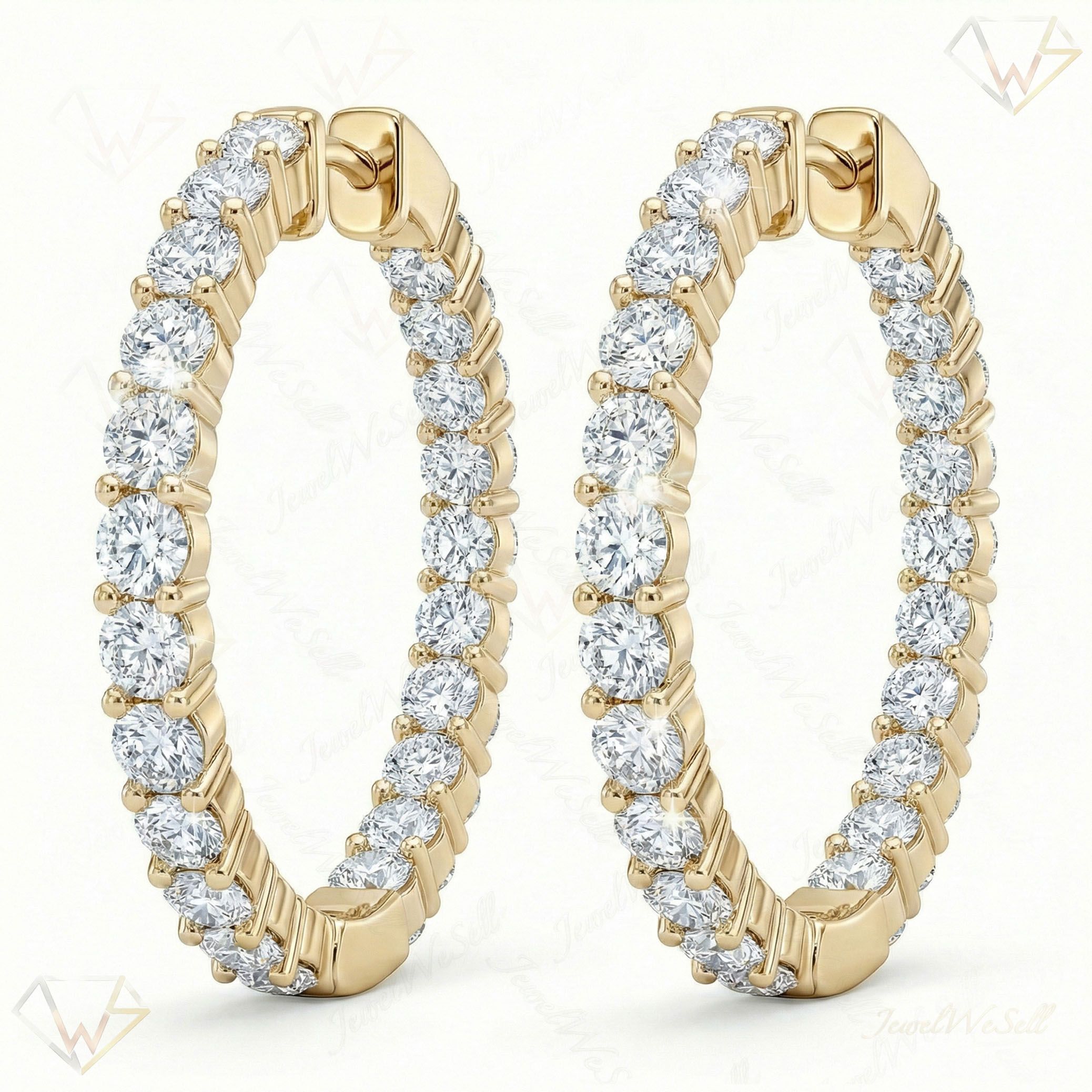 3.40 ct EF VS Lab Grown DIamond Hoops Earrings in 10k Yellow Gold 302777