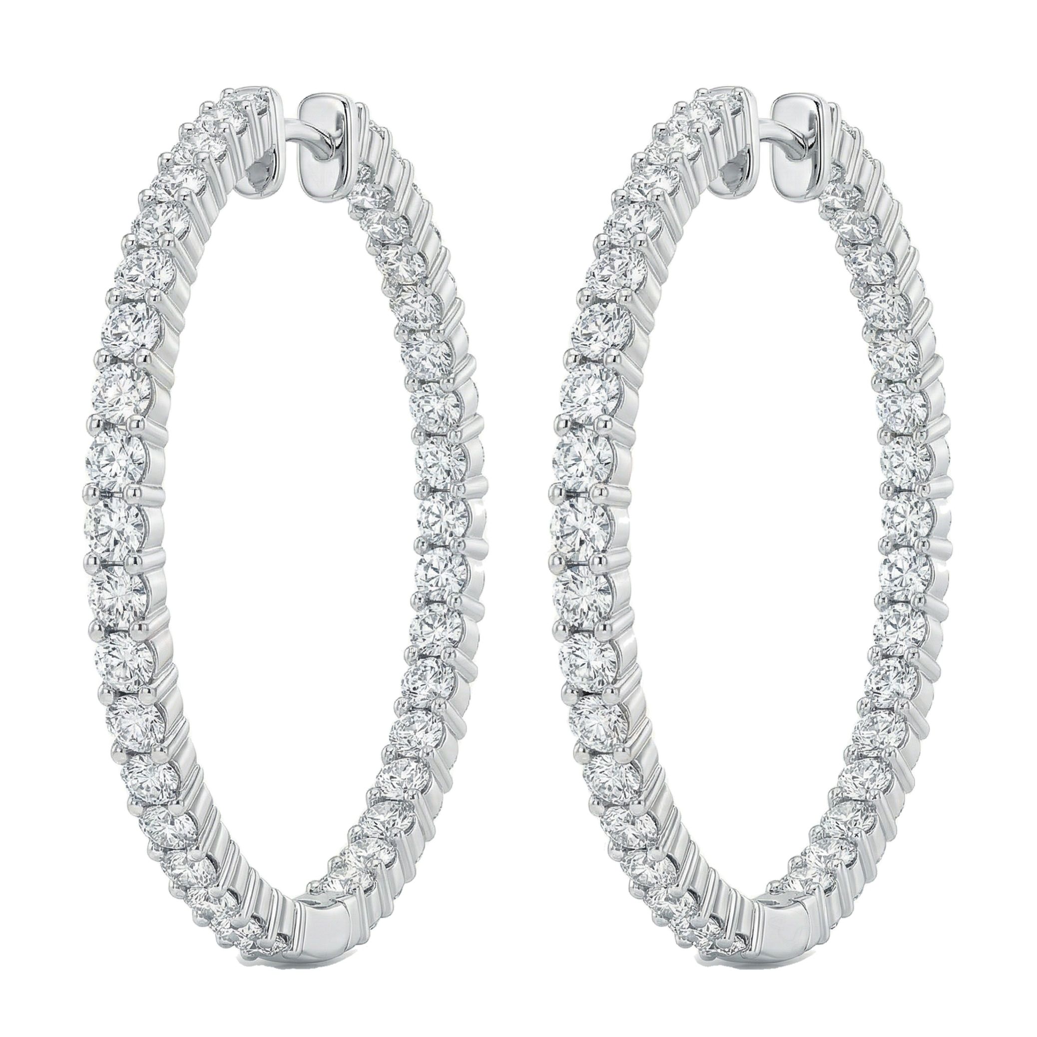 6.45 ct EF VS Lab Grown DIamond Hoops Earrings in 14k White Gold 302789