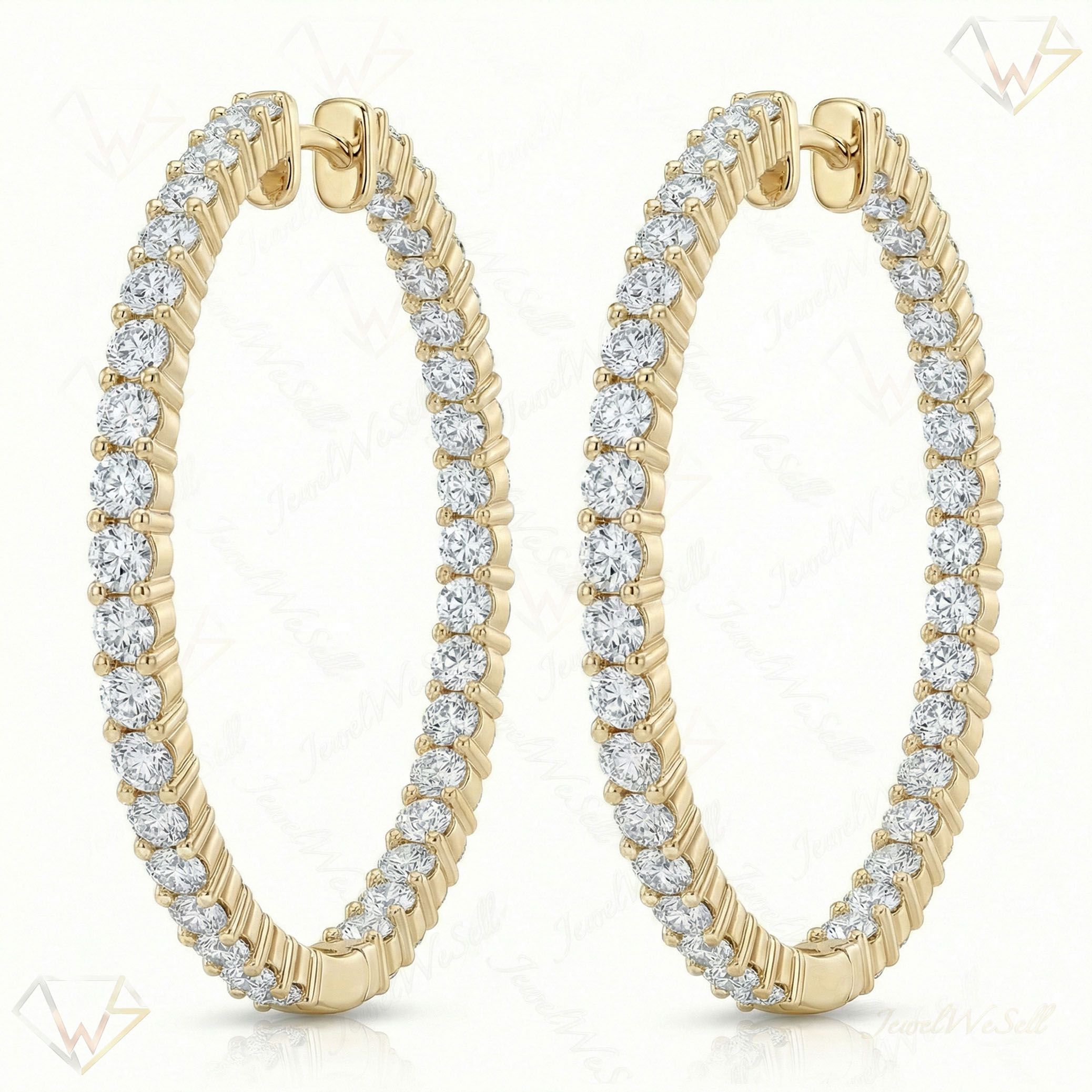 6.45 ct EF VS Lab Grown DIamond Hoops Earrings in 10k Yellow Gold 302789