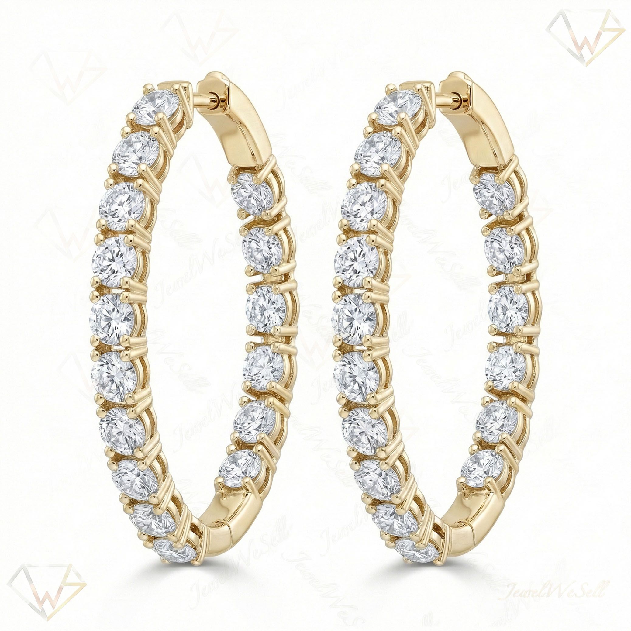 1.80 ct EF VS Lab Grown DIamond Hoops Earrings in 14k Yellow Gold 302791
