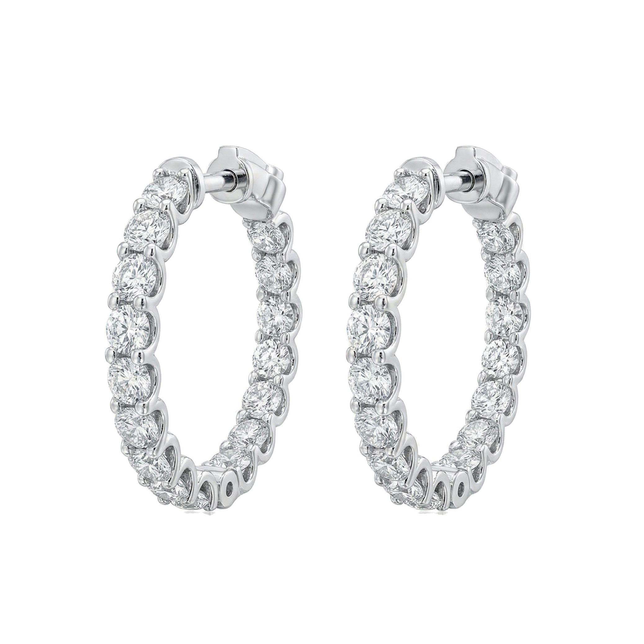 3.25 ct EF VS Lab Grown DIamond Hoops Earrings in 10k White Gold 302792