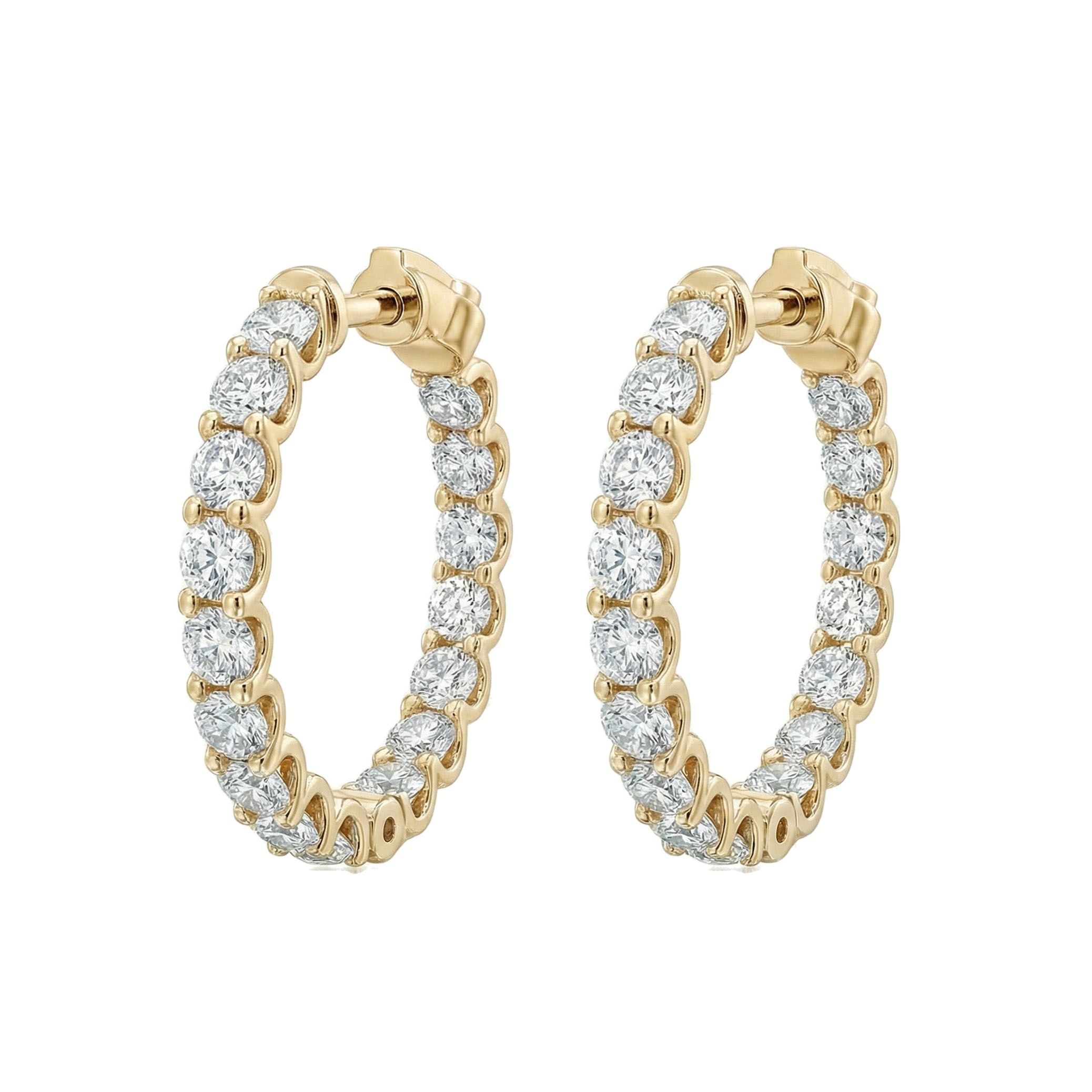 3.25 ct EF VS Lab Grown DIamond Hoops Earrings in 14k Yellow Gold 302792
