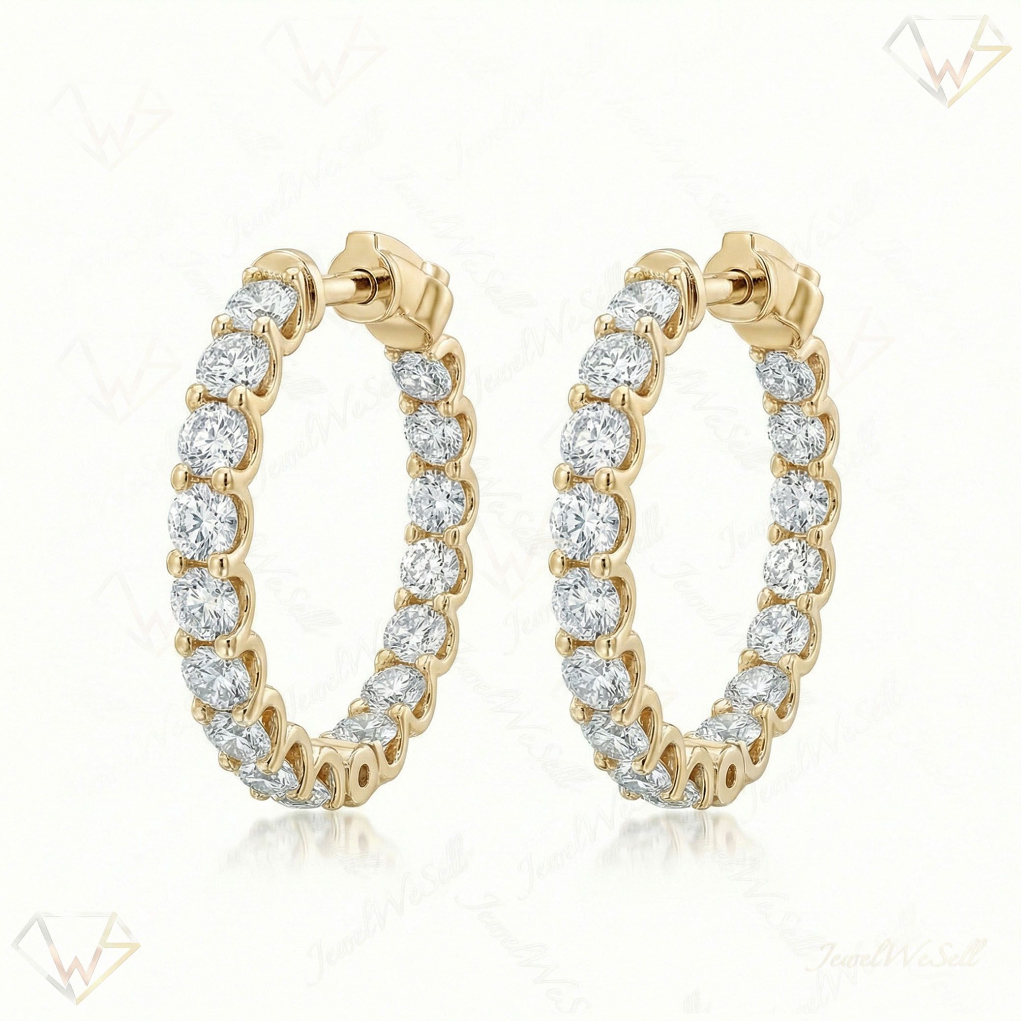 3.25 ct EF VS Lab Grown DIamond Hoops Earrings in 10k Yellow Gold 302792