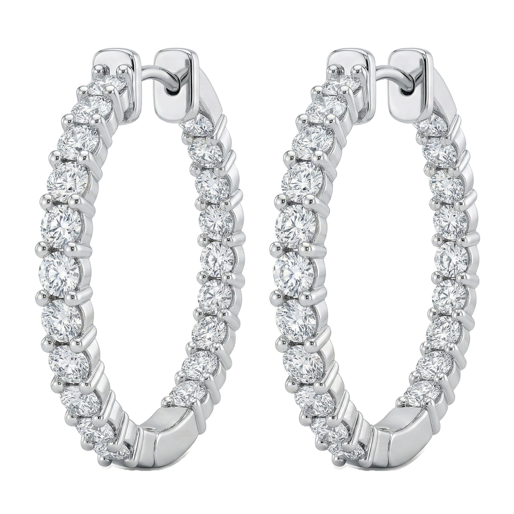 5.60 ct EF VS Lab Grown DIamond Hoops Earrings in 10k White Gold 302796