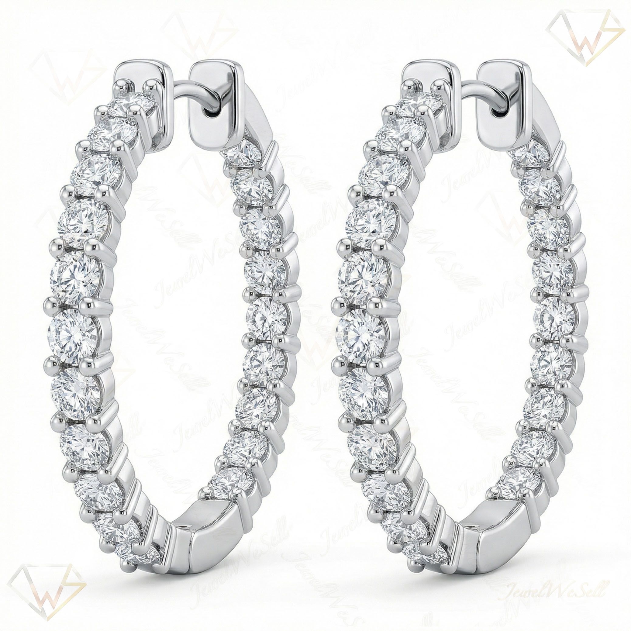 5.60 ct EF VS Moissanite Hoops Earrings in 925 Sterling Silver 302796