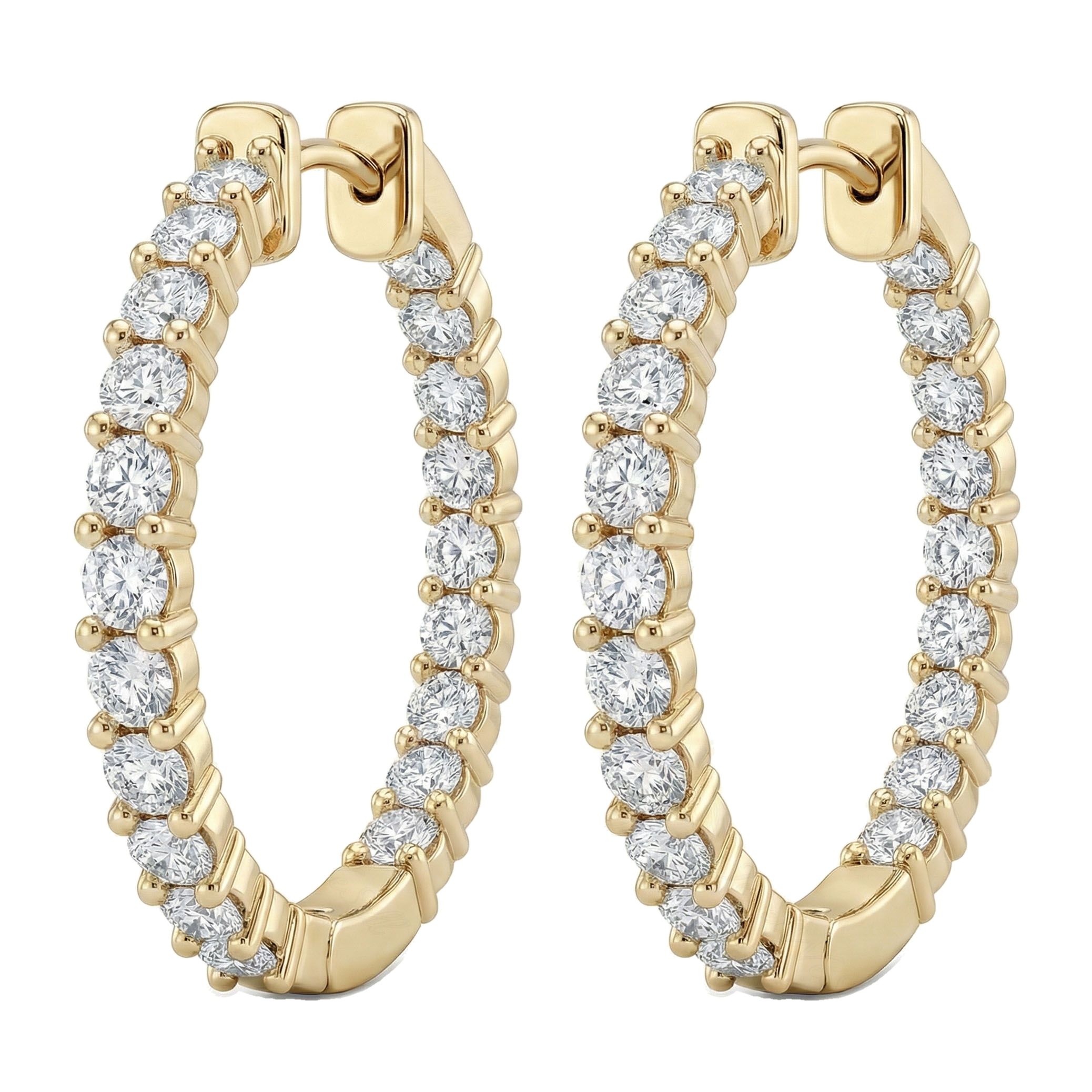 5.60 ct EF VS Lab Grown DIamond Hoops Earrings in 10k Yellow Gold 302796