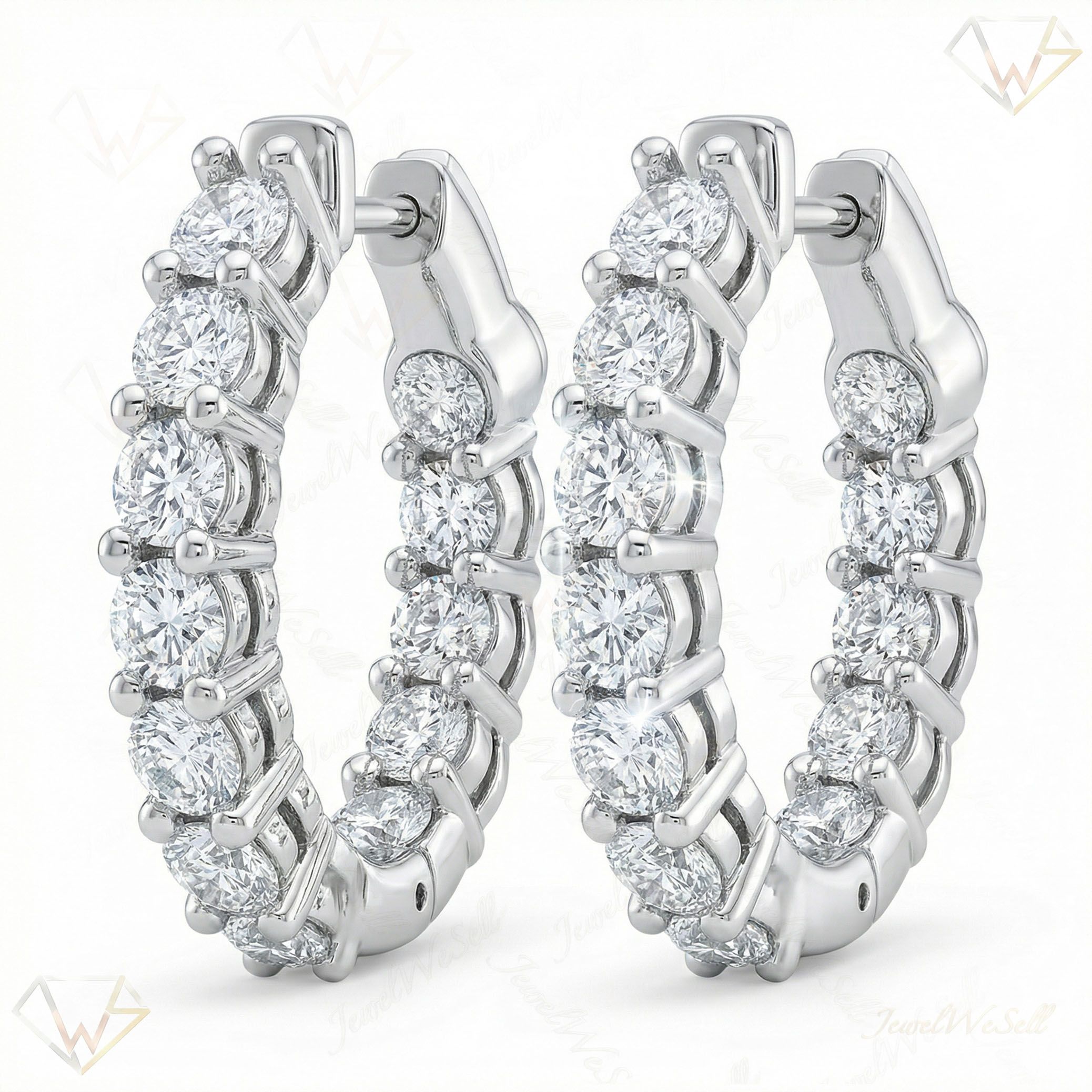 2.45 ct EF VS Moissanite Huggies Earrings in 925 Sterling Silver 302799
