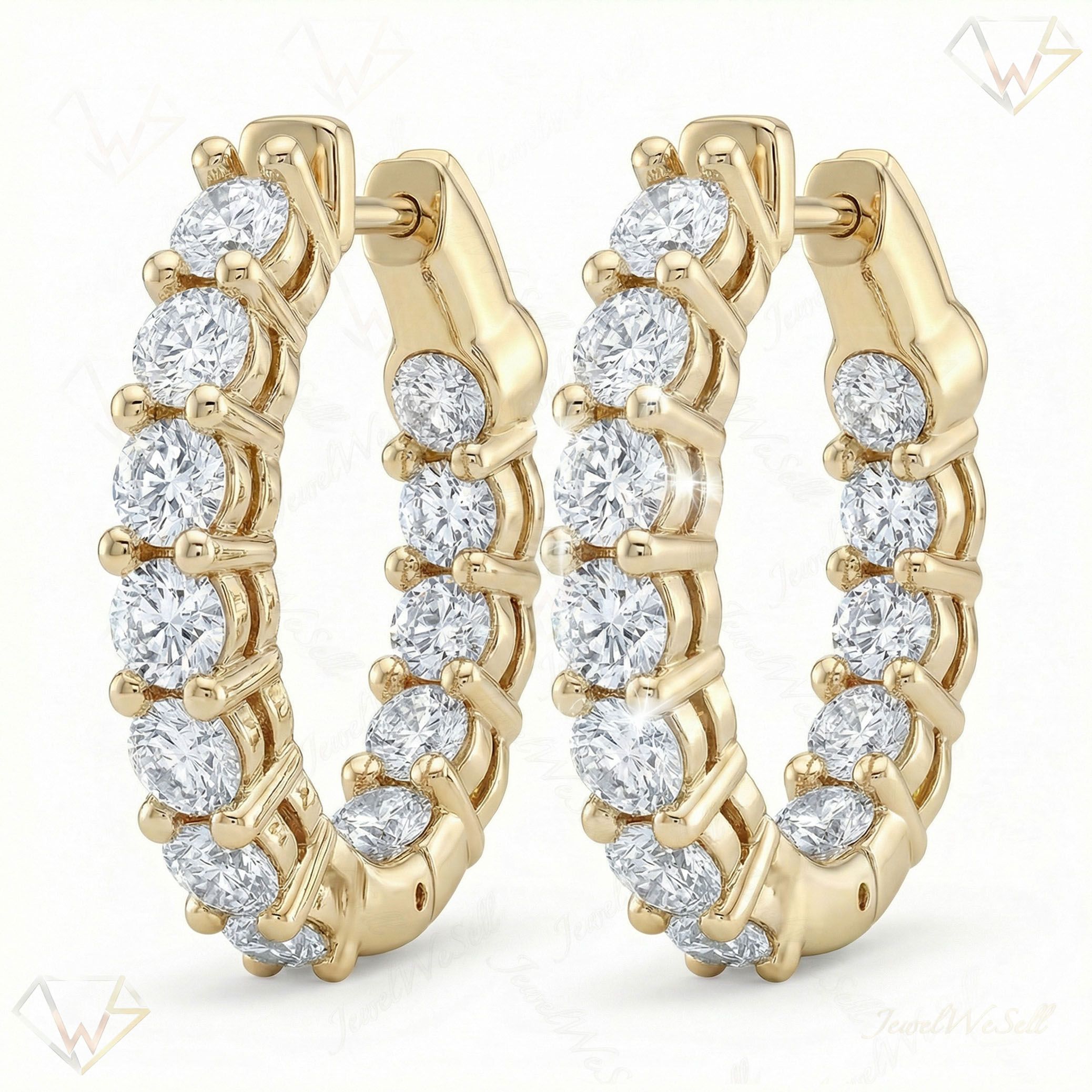 2.45 ct EF VS Lab Grown DIamond Huggies Earrings in 10k Yellow Gold 302799