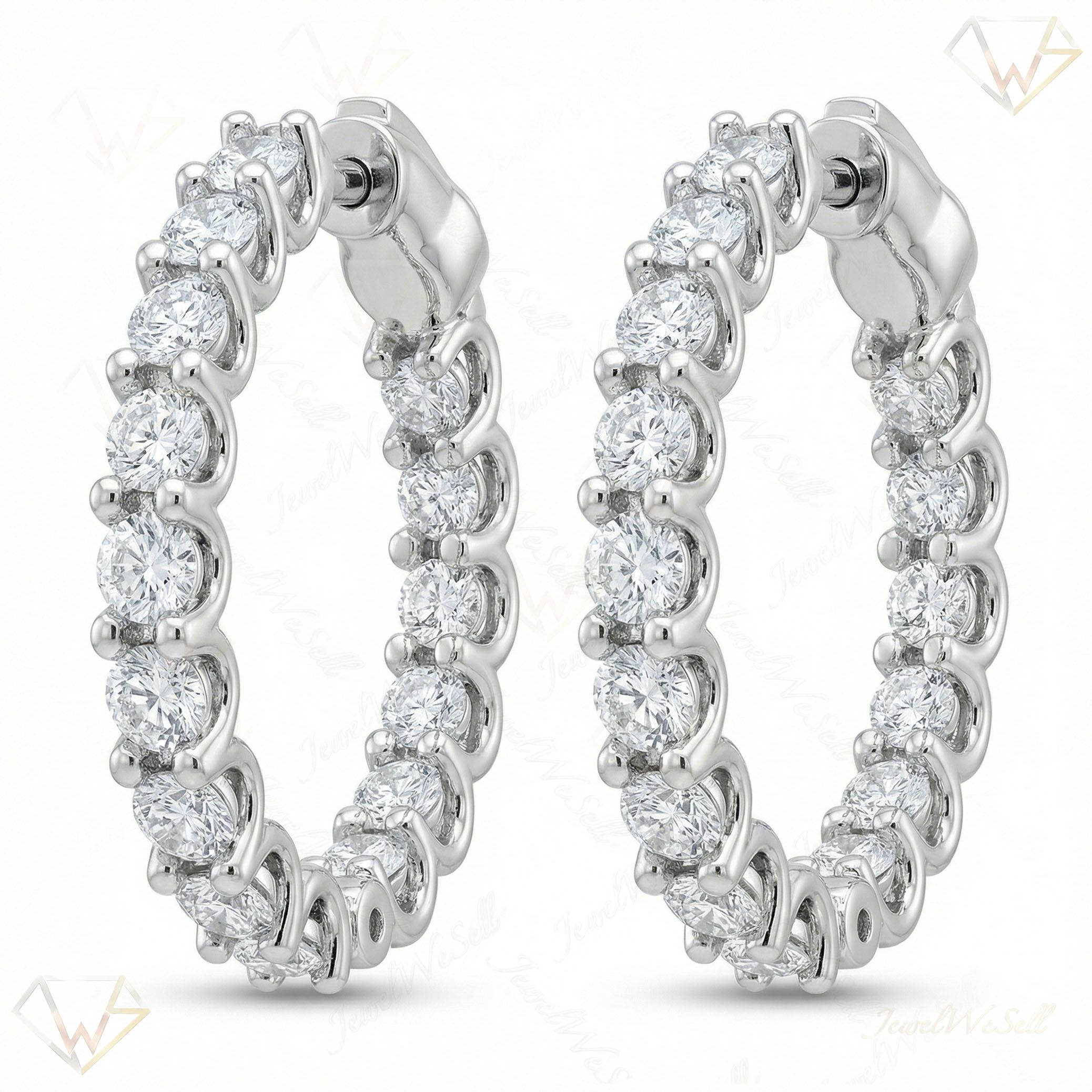 4.10 ct EF VS Lab Grown DIamond Hoops Earrings in 10k White Gold 302800