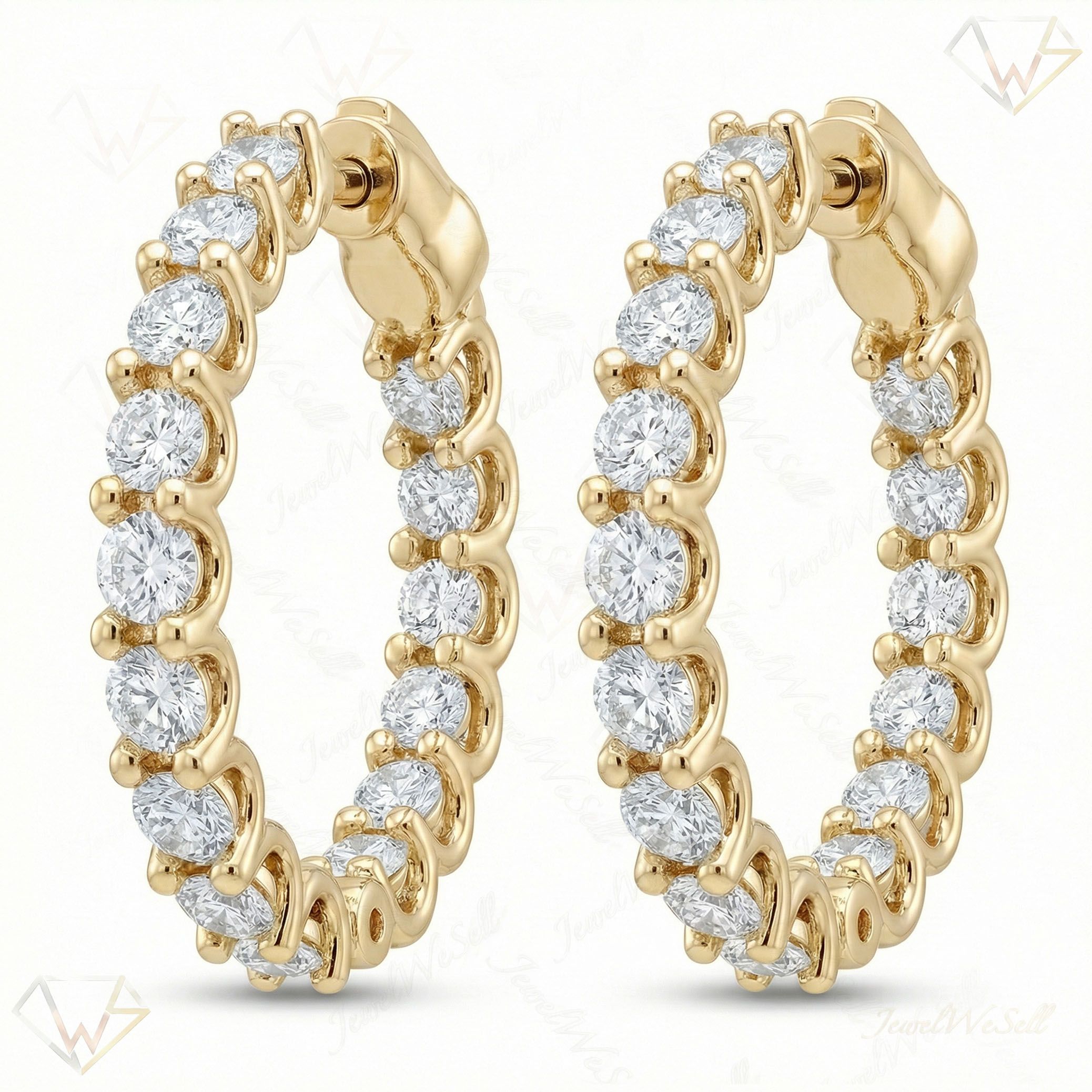 4.10 ct EF VS Lab Grown DIamond Hoops Earrings in 14k Yellow Gold 302800