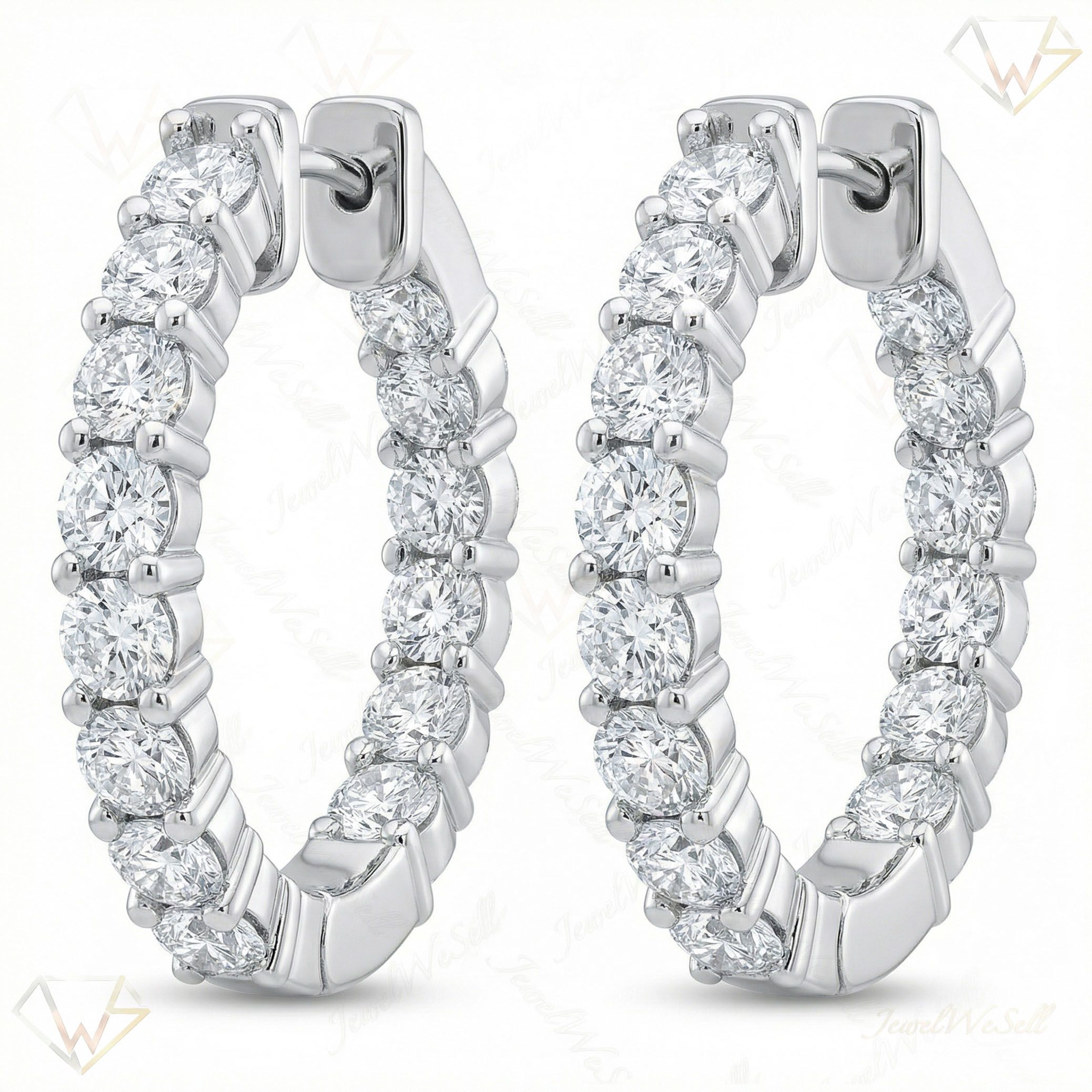 4.40 ct EF VS Lab Grown DIamond Hoops Earrings in 10k White Gold 302804