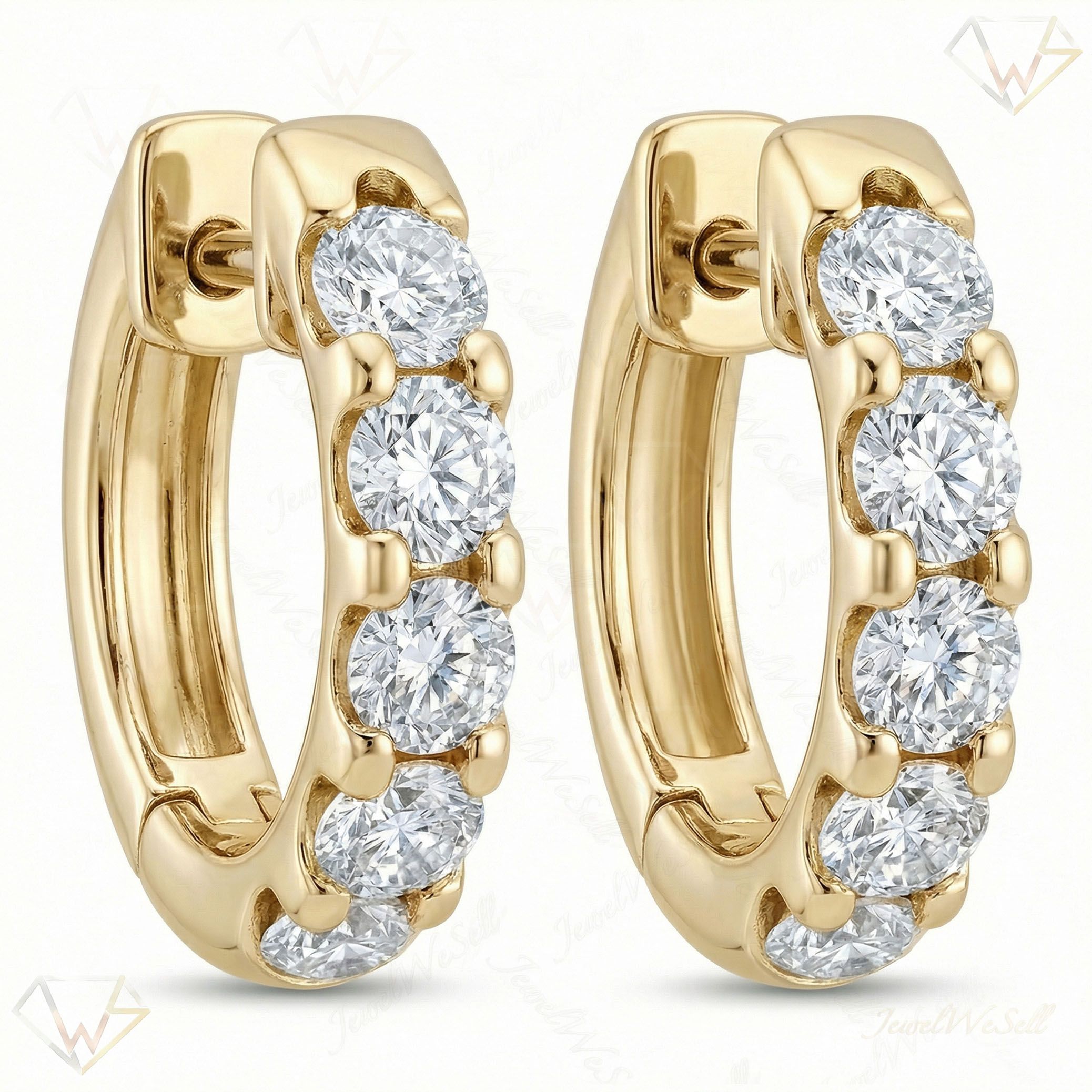 0.90 ct EF VS Lab Grown DIamond Huggies Earrings in 10k Yellow Gold 302805