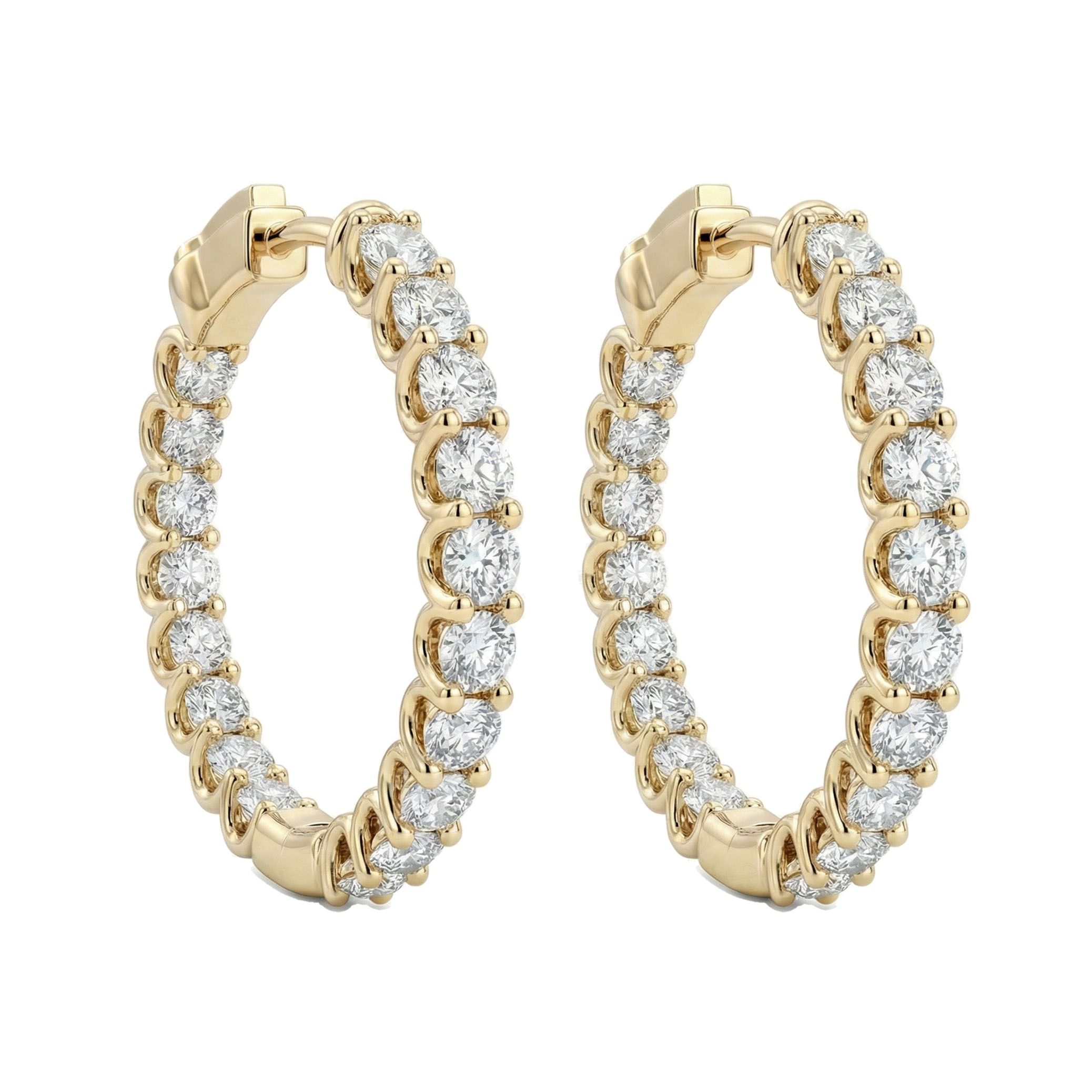 10.25 ct EF VS Lab Grown DIamond Hoops Earrings in 14k Yellow Gold 302809