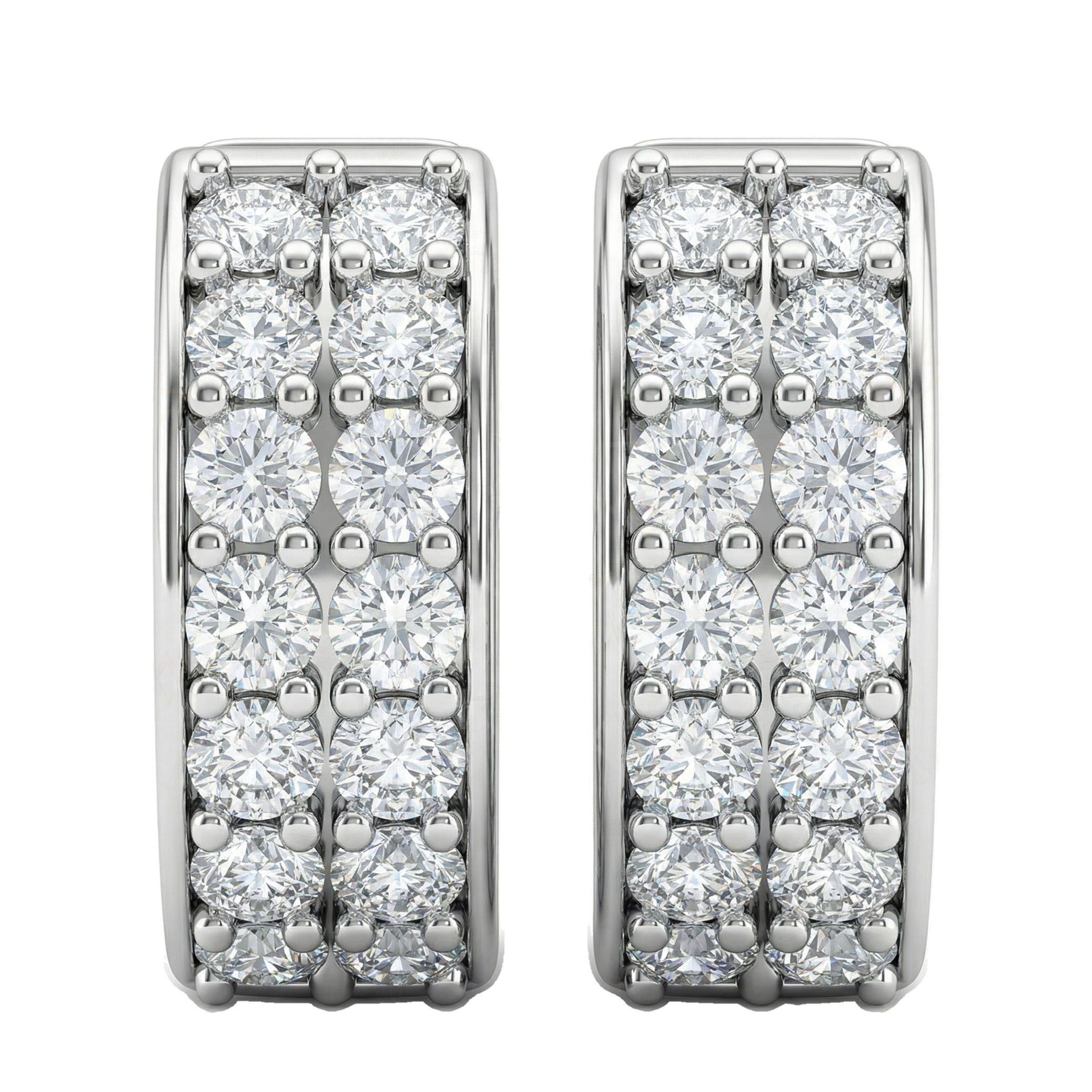 3.60 ct EF VS Lab Grown DIamond Huggies Earrings in 10k White Gold 302811