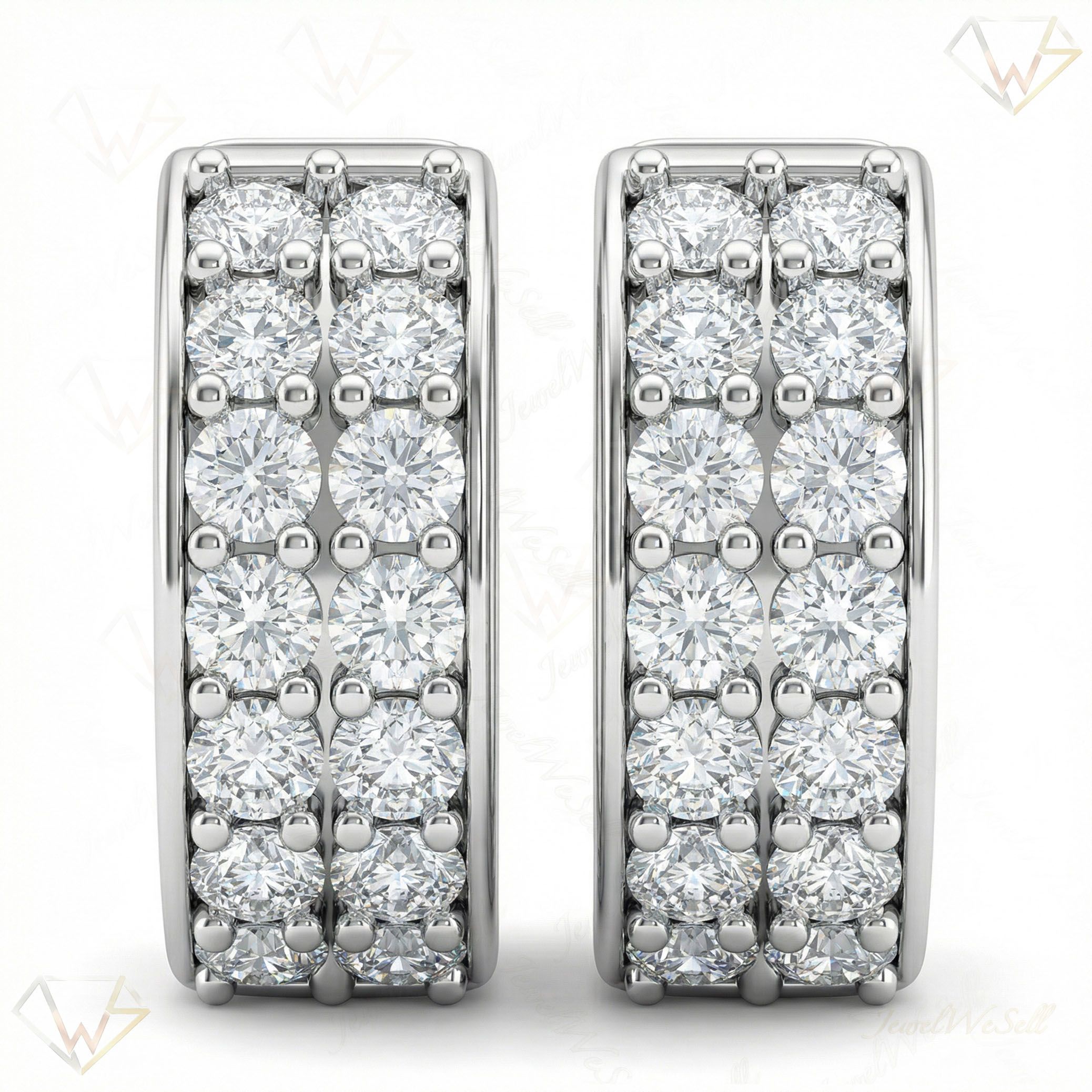 3.60 ct EF VS Lab Grown DIamond Huggies Earrings in 14k White Gold 302811