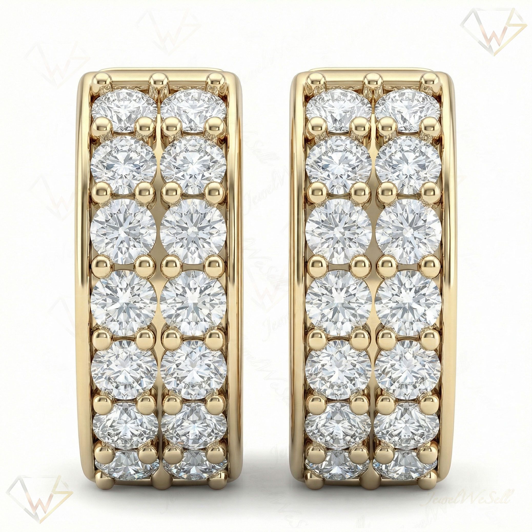 3.60 ct EF VS Lab Grown DIamond Huggies Earrings in 14k Yellow Gold 302811